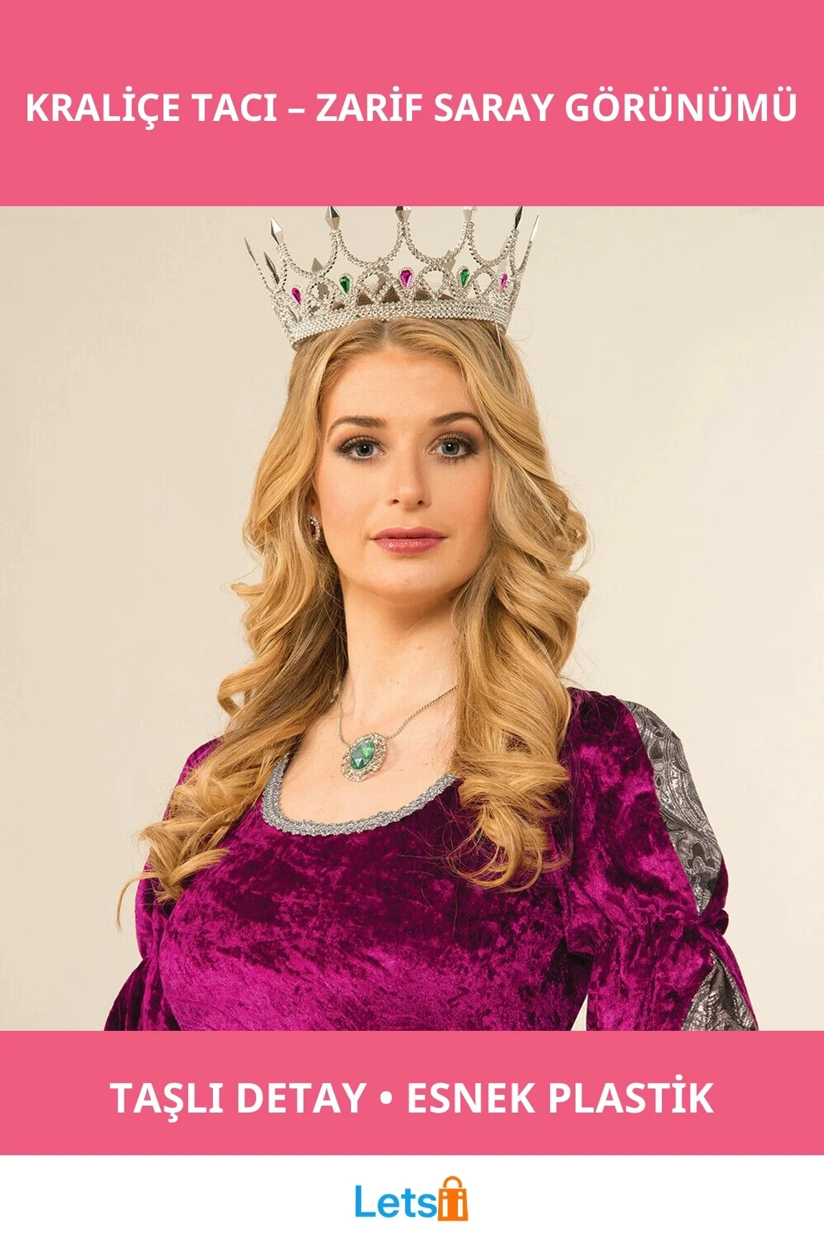 Taşlı Rönesans Gümüş Renk Kraliyet Kraliçe Tacı