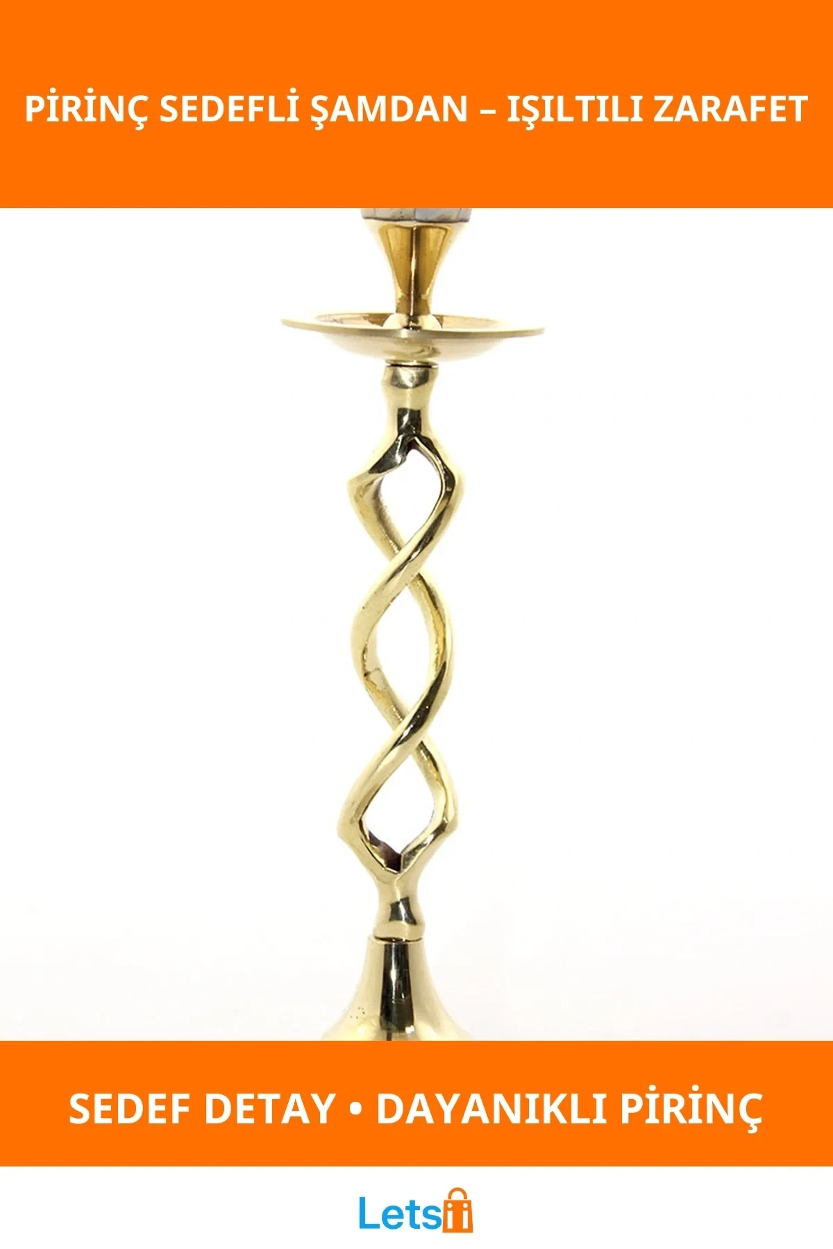 Tekli Pirinç Sedefli Şamdan Zarif Dekoratif Aksesuar