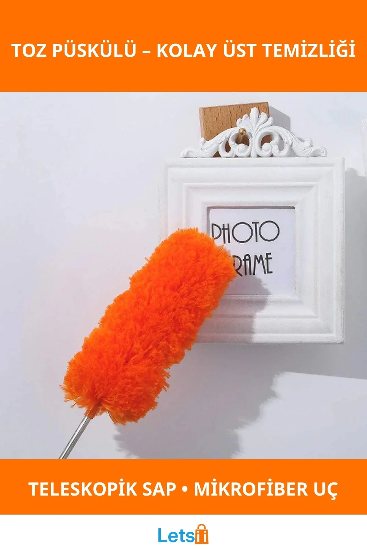 Teleskopik Saplı Yıkanabilir Mikrofiber Toz Püskülü 75cm