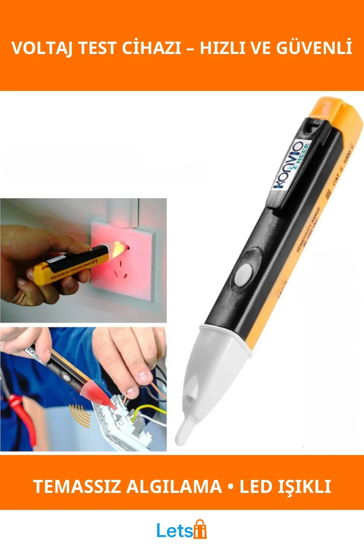 Temassız Güvenli Voltaj Test Cihazı Taşınabilir Elektrik Algılama Aracı