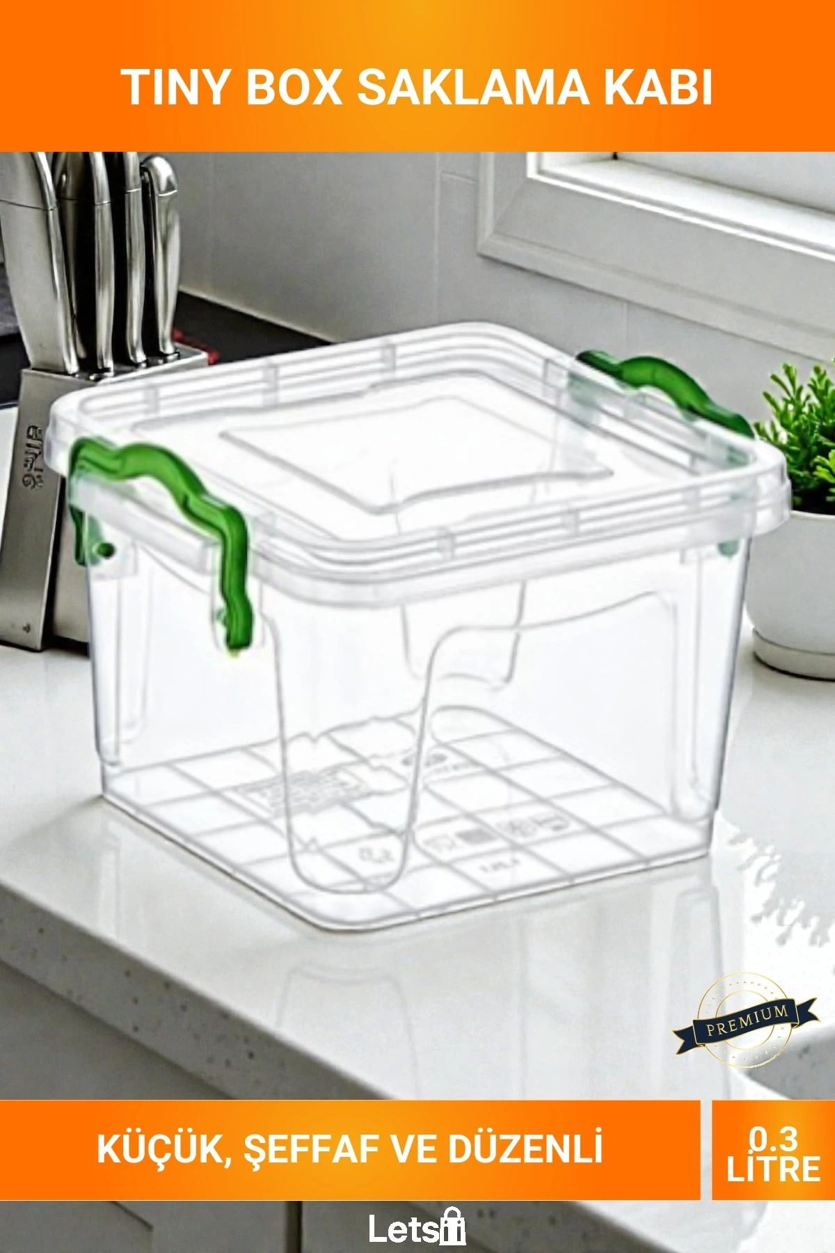 Tiny Box 0.3 Litre Kare Klipsli Kapaklı Hava Sıvı Geçirmez BPA Free İstiflenebilir Mini Saklama Kabı