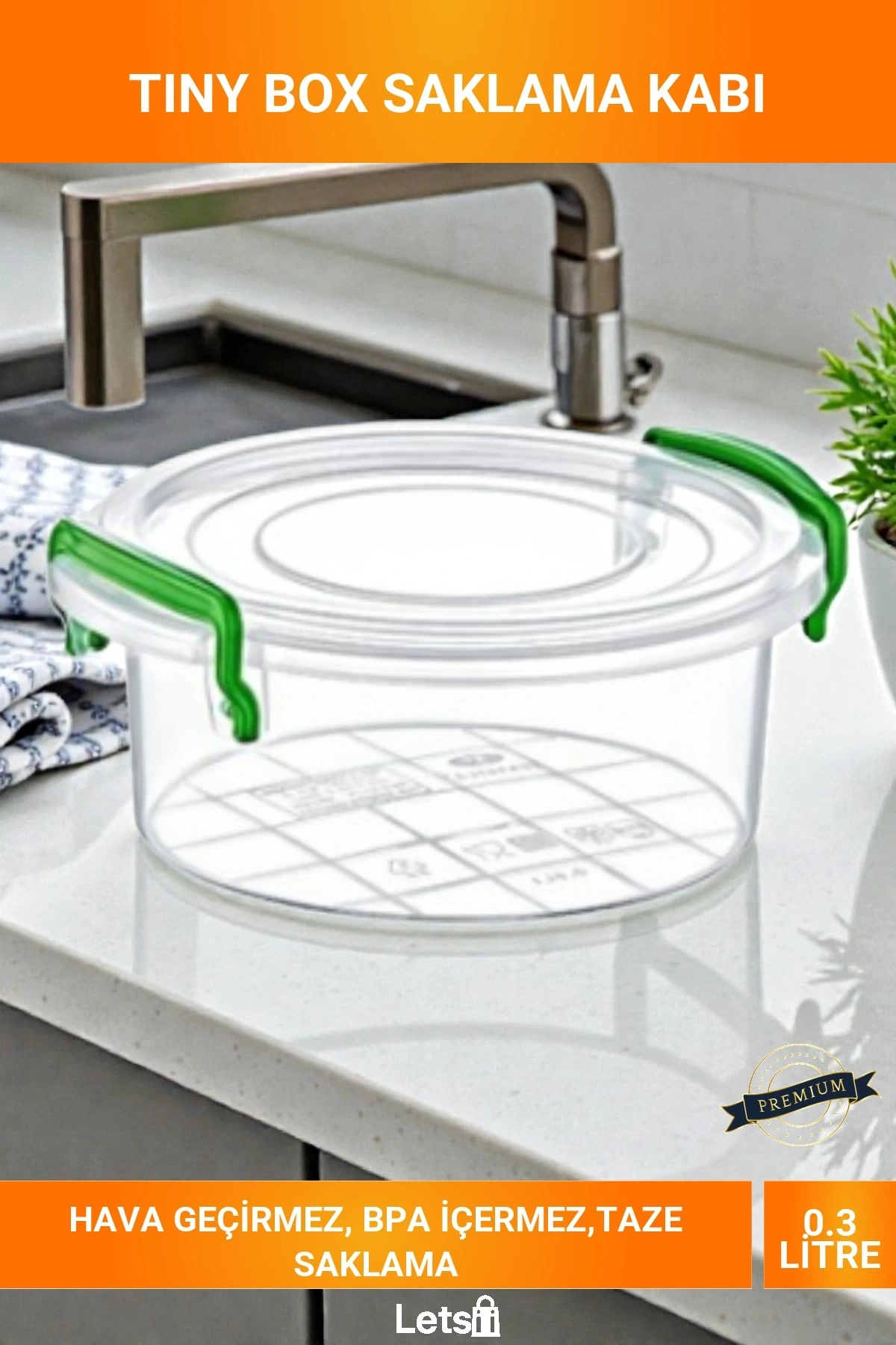 Tiny Box 0.3 Litre Yuvarlak Yeşil Kapaklı Saklama Kabı