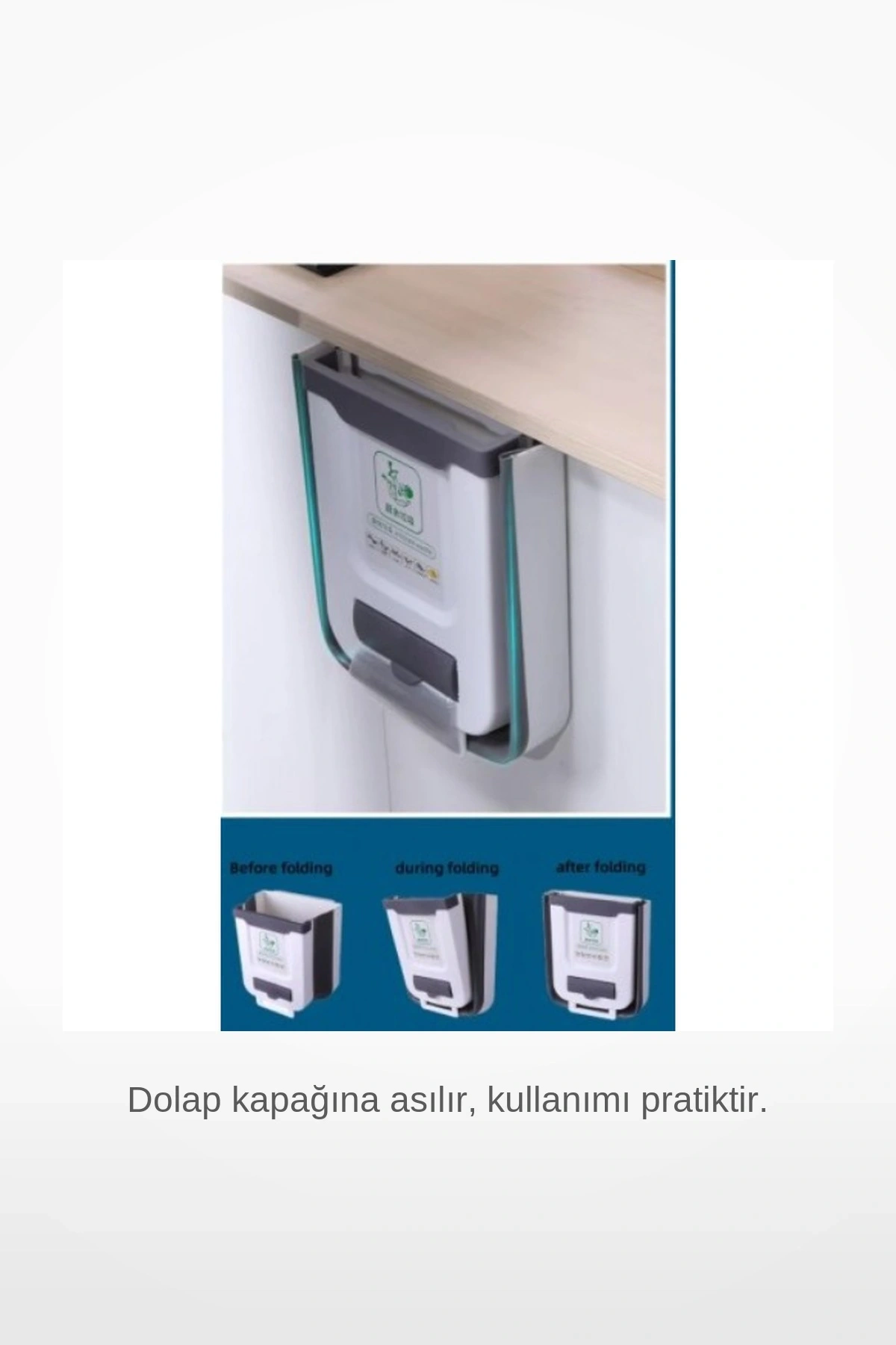 Torba Hazneli Katlanabilir Dolap Kapağına Asılan Pratik Mutfak Banyo Çöp Kovası