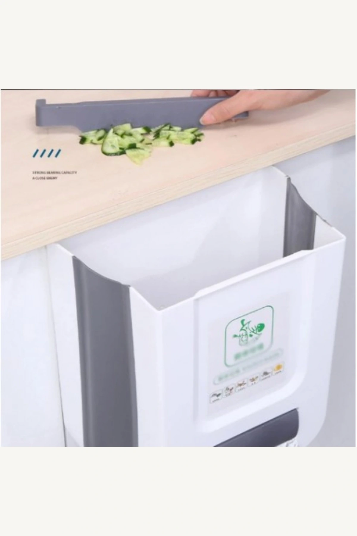 Torba Hazneli Katlanabilir Dolap Kapağına Asılan Pratik Mutfak Banyo Çöp Kovası