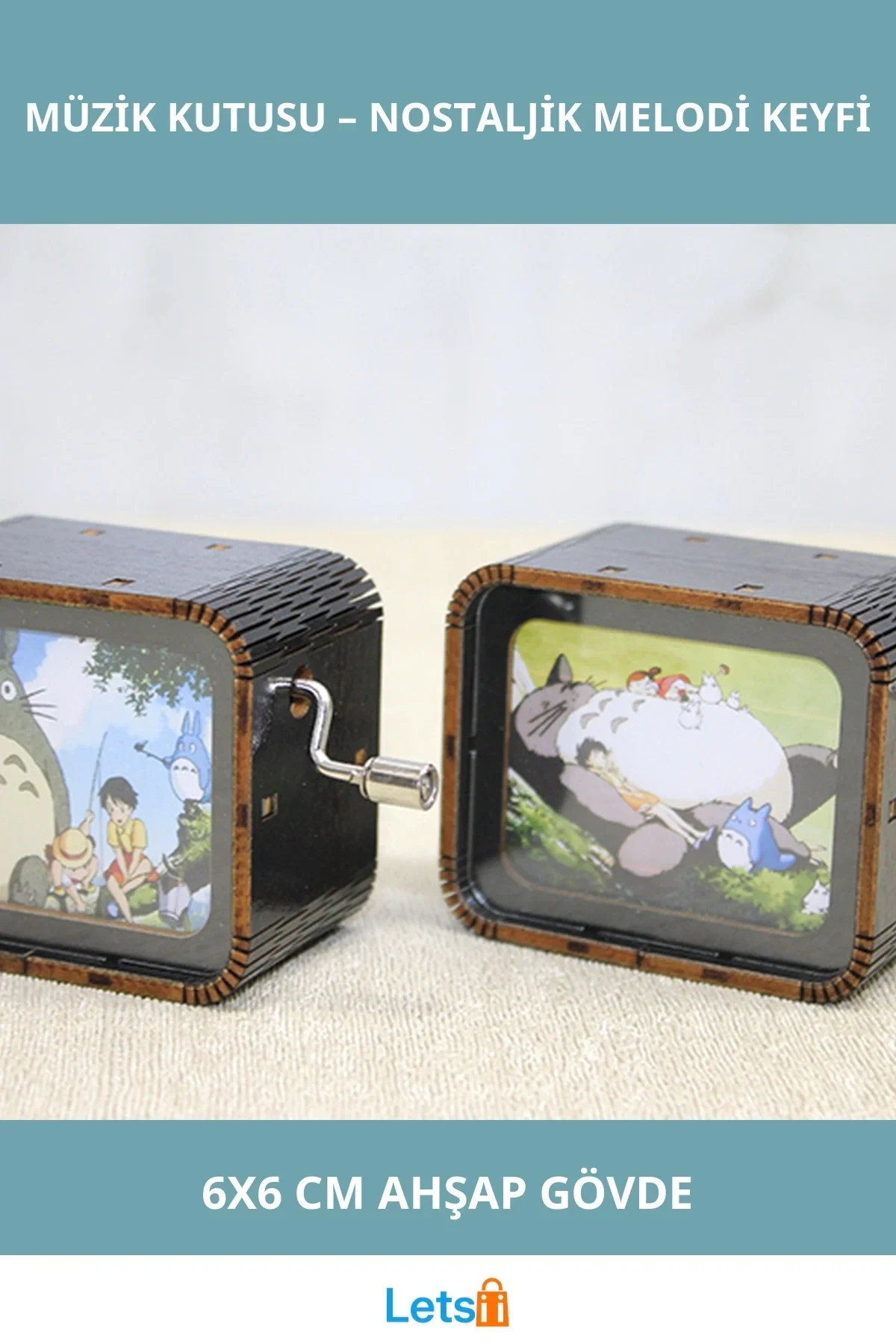 Totoro Ahşap Müzik Kutusu 6x6 cm