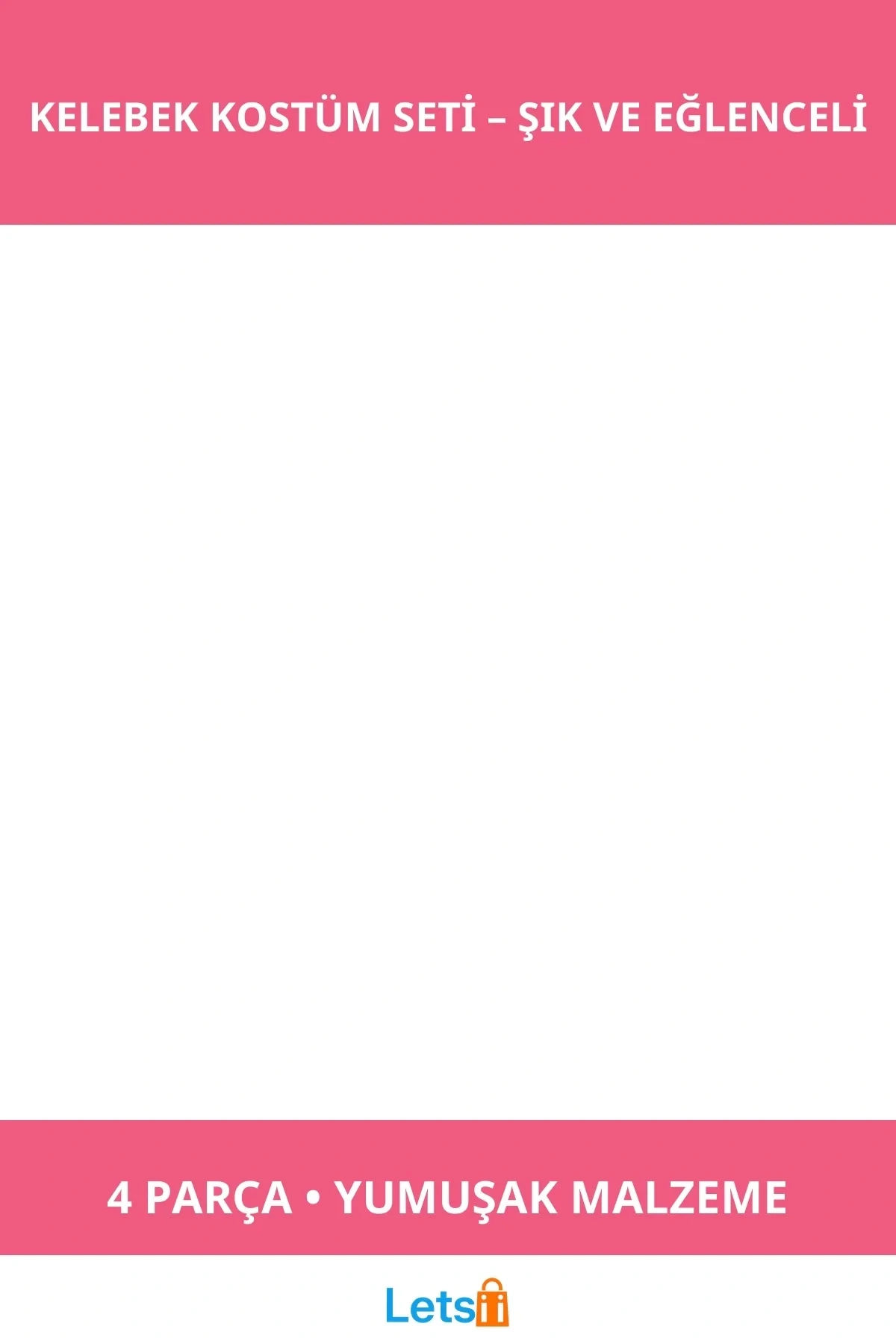 Toz Pembe Kelebek Kostümü 4 Parça Çocuklar İçin