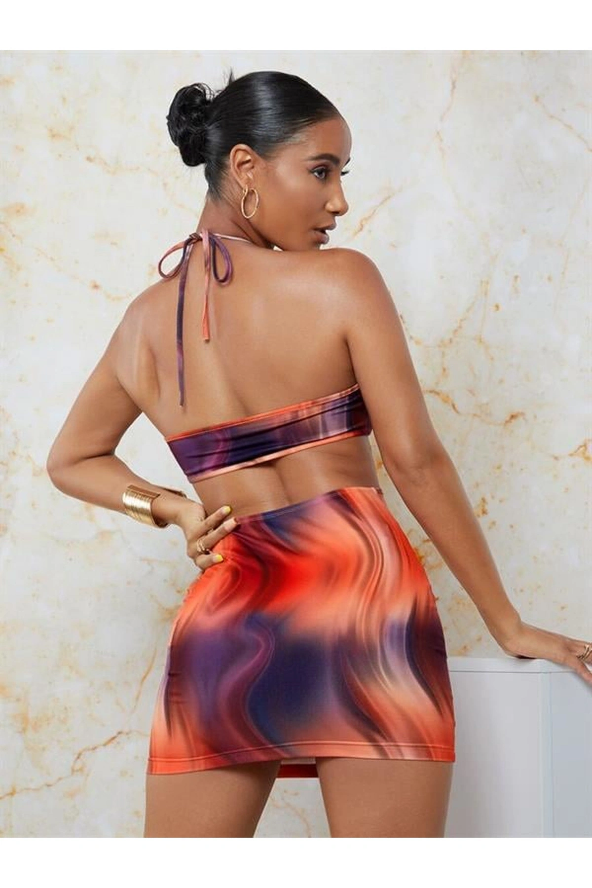 Transparan Detaylı Omuz Dekolteli Mini Fantezi Elbise Standart Renk