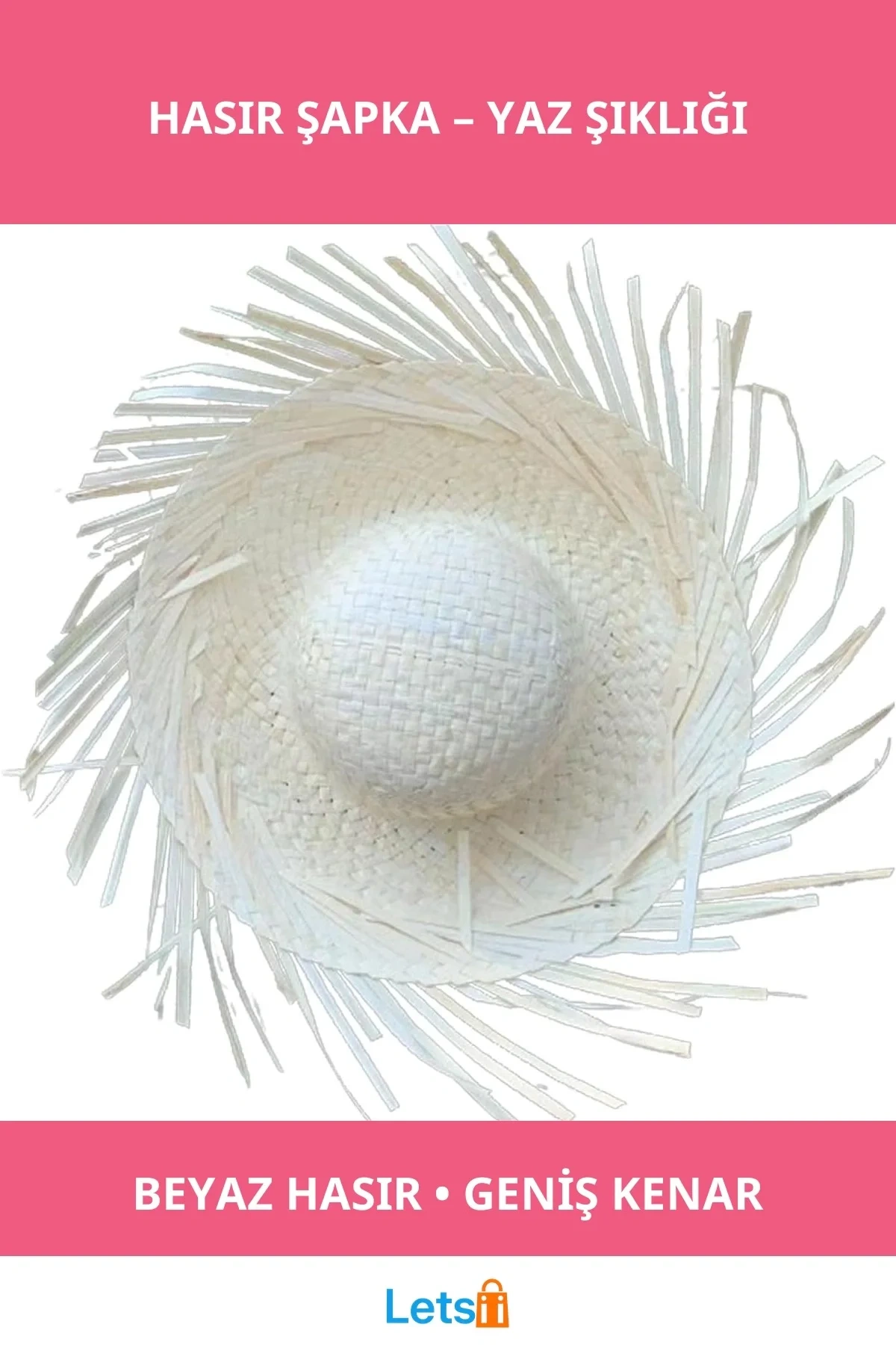 Tropikal Beyaz Hasır Hawaii Şapkası Plaj ve Parti Aksesuarı