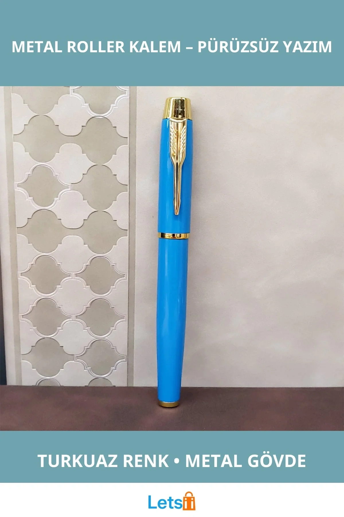 Turkuaz Metal Roller Kalem Şık Tasarım ve Dayanıklılık