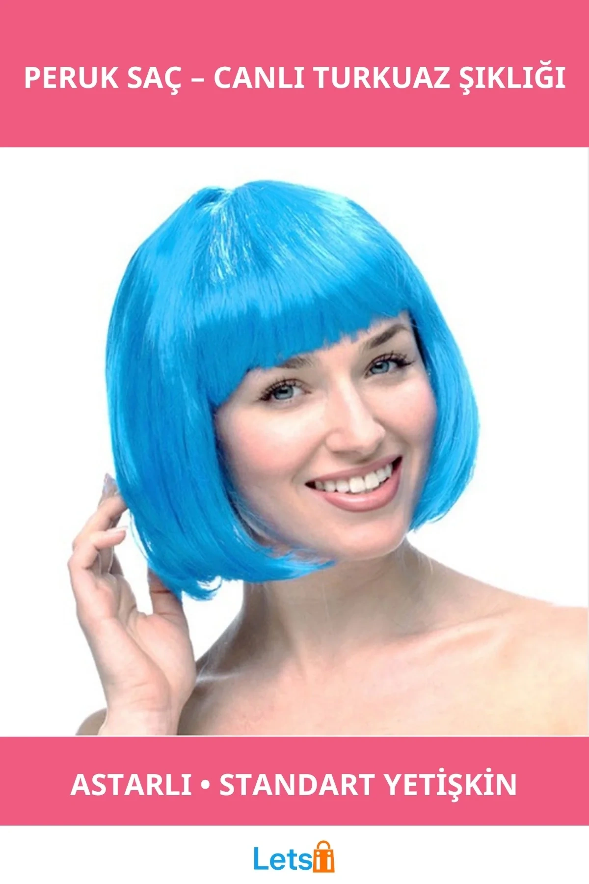 Turkuaz Renk Küt Peruk Dayanıklı ve Rahat Yetişkin Başlık