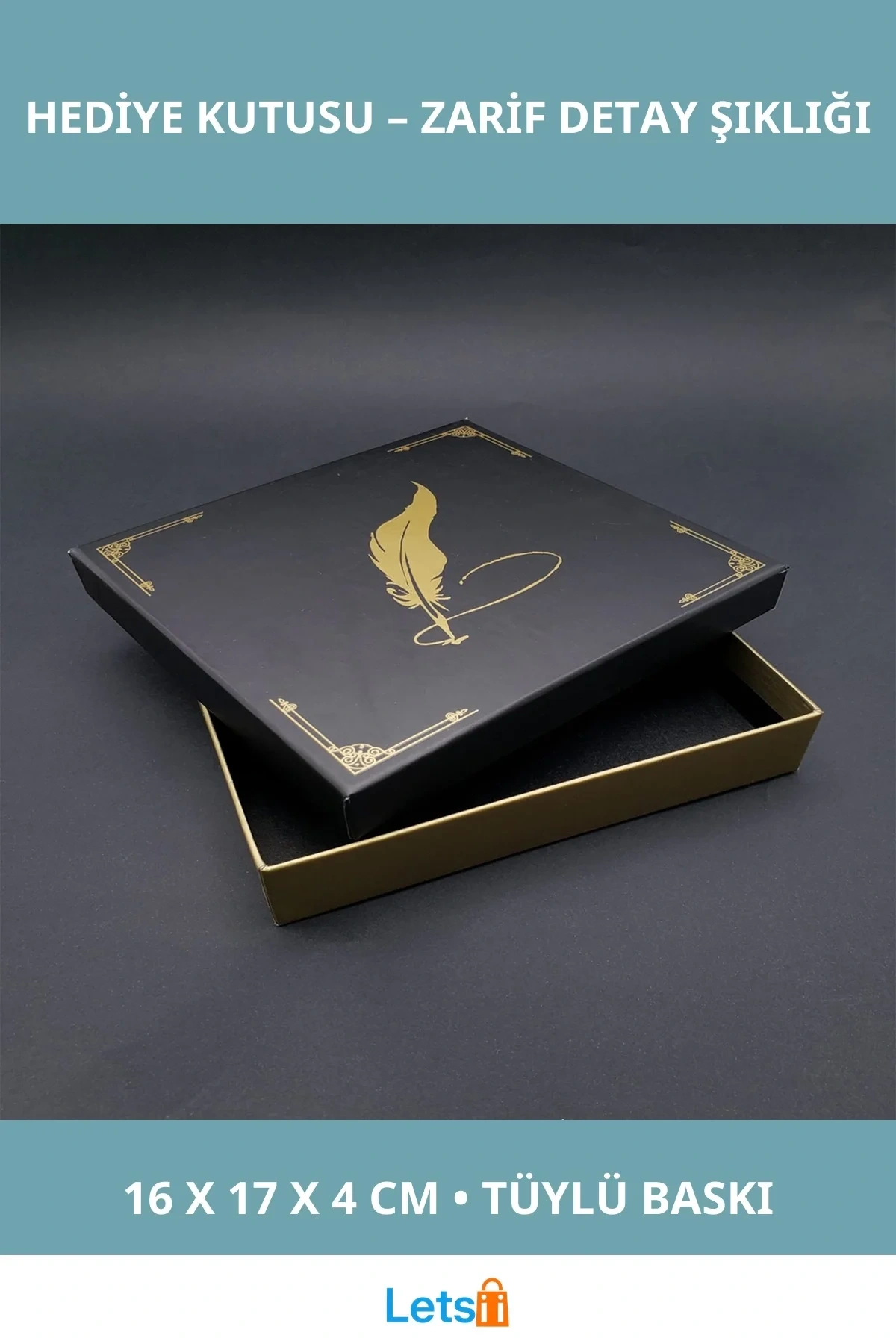 Tüylü Kalem Tasarımlı Dekoratif Hediye Kutusu 16x17 cm