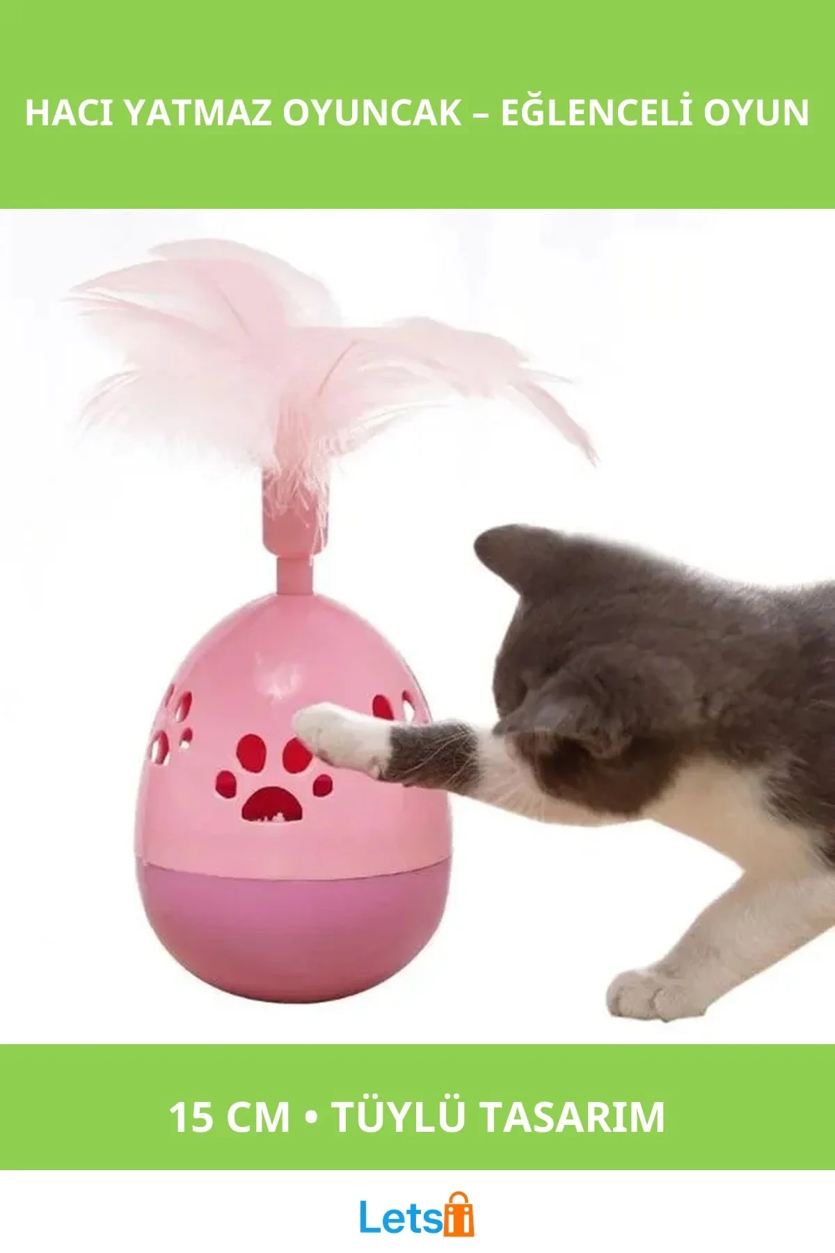 Tüylü Pati Desenli Eğlenceli Hacı Yatmaz Oyuncak 15 cm