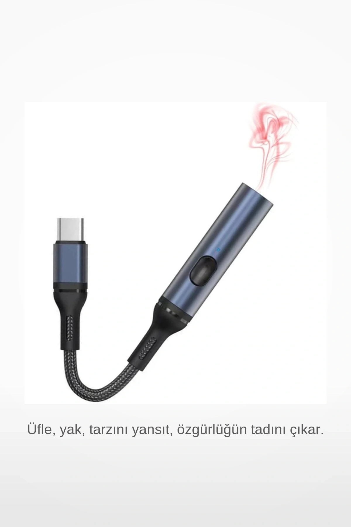 Üflemeli Aktif Type C Kablolu Rüzgar Geçirmez Metal Elektrikli Çakmak