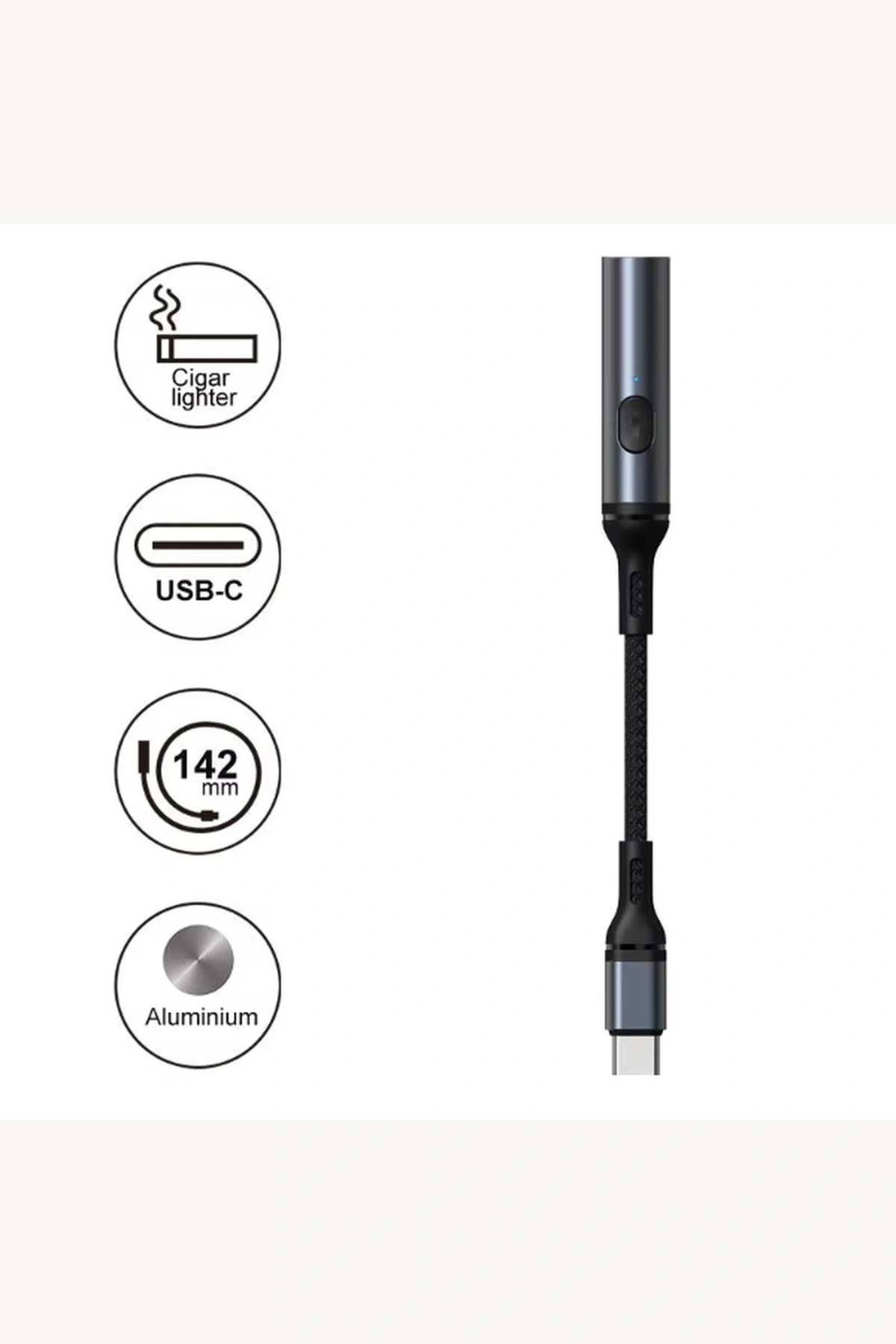 Üflemeli Aktif Type C Kablolu Rüzgar Geçirmez Metal Elektrikli Çakmak