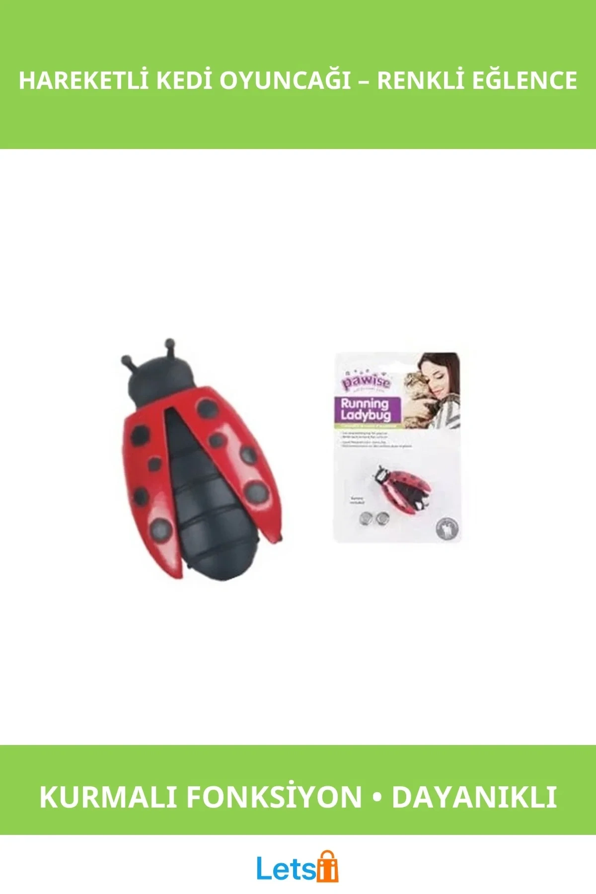 Uğur Böceği Hareketli Kedi Oyuncağı Eğlenceli ve İnteraktif