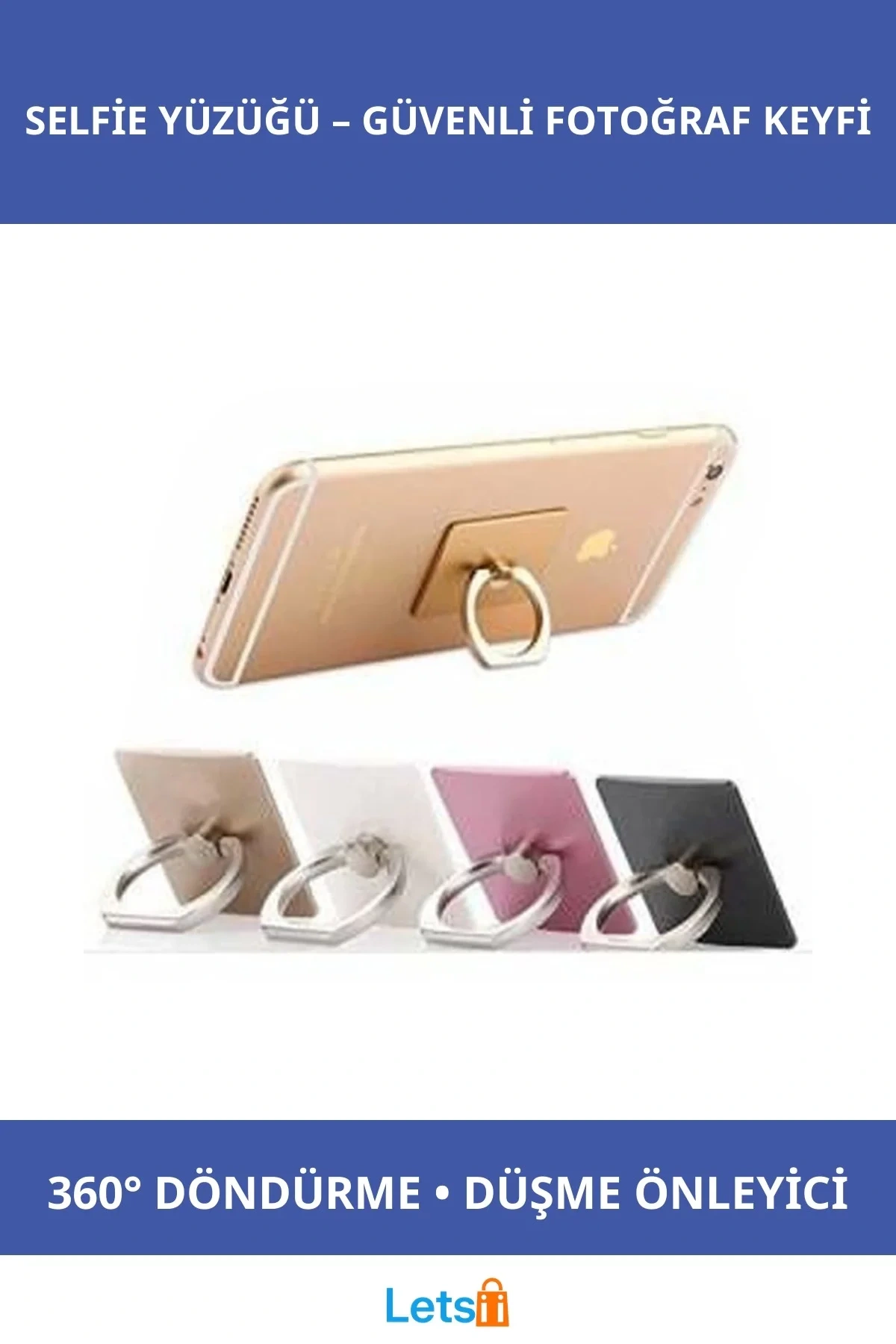 Universal Cep Telefonu Selfie Yüzüğü 360 Derece Dönme Özellikli