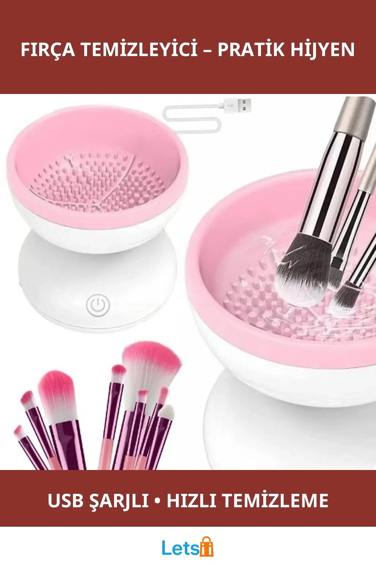 USB Şarjlı Elektrikli Makyaj Fırçası Temizleyici