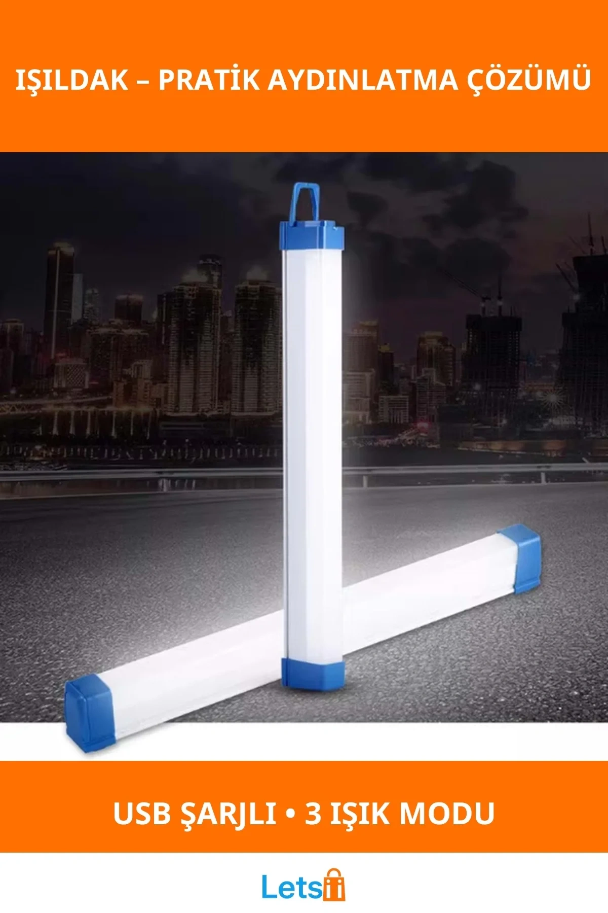 USB Şarjlı LED Aydınlatma Işıldak 3 Farklı Işık Modu