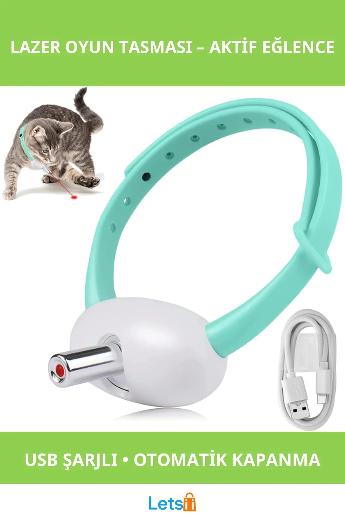 USB Şarjlı Otomatik Lazer Oyun Tasmaları Enerji Dolgunu Eğlence