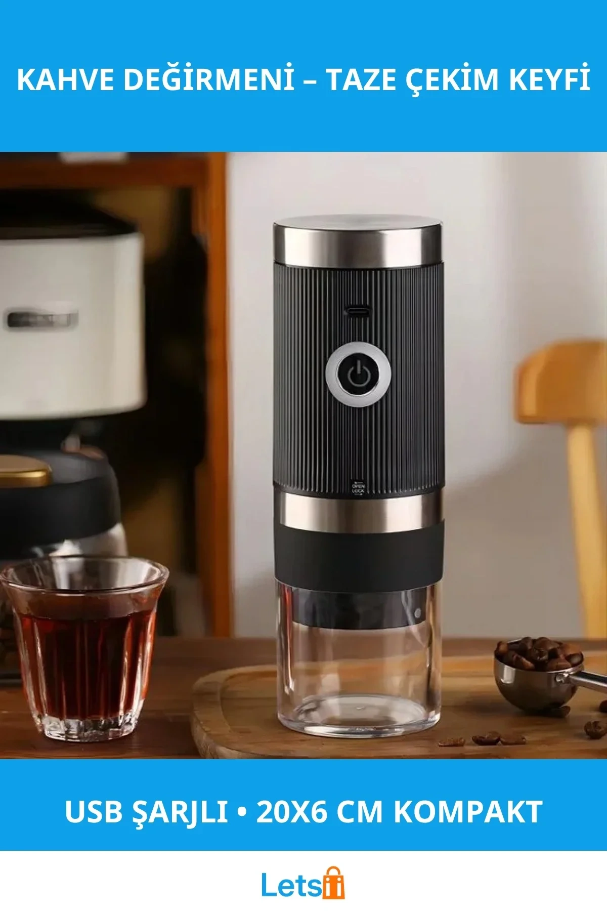 USB Şarjlı Taşınabilir Kahve Değirmeni Kompakt ve Pratik