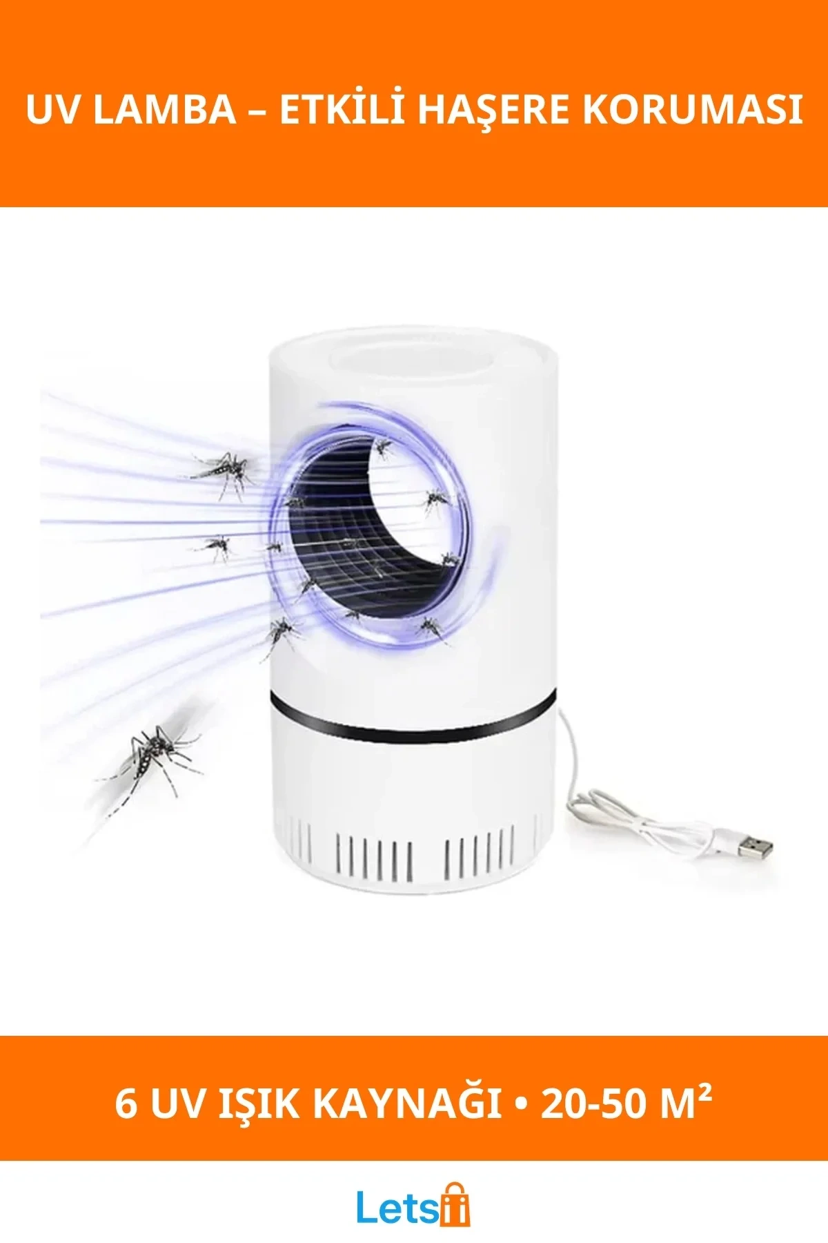 UV Işık Kaynağı ile Etkili Sinek Öldürücü 20 50m² Kullanım Alanı Lamba