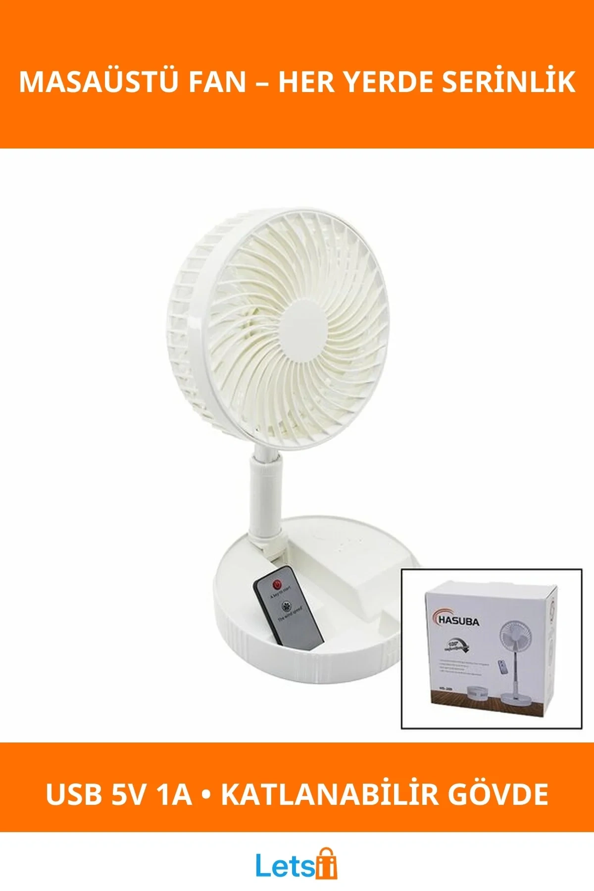 Uzaktan Kumandalı USB Mini Masaüstü Fan 19.7 cm Teleskopik Ayak