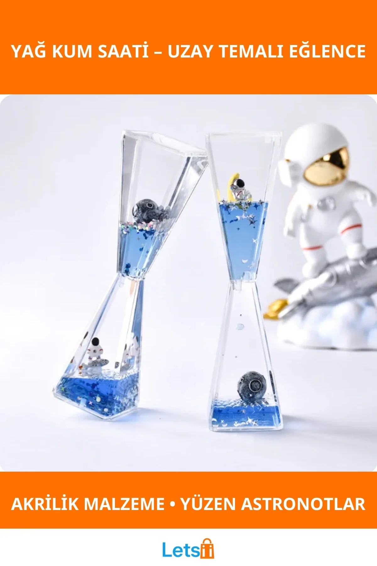 Uzay Temalı Dökülen Yağ Kum Saati Eğlenceli Masaüstü Dekor