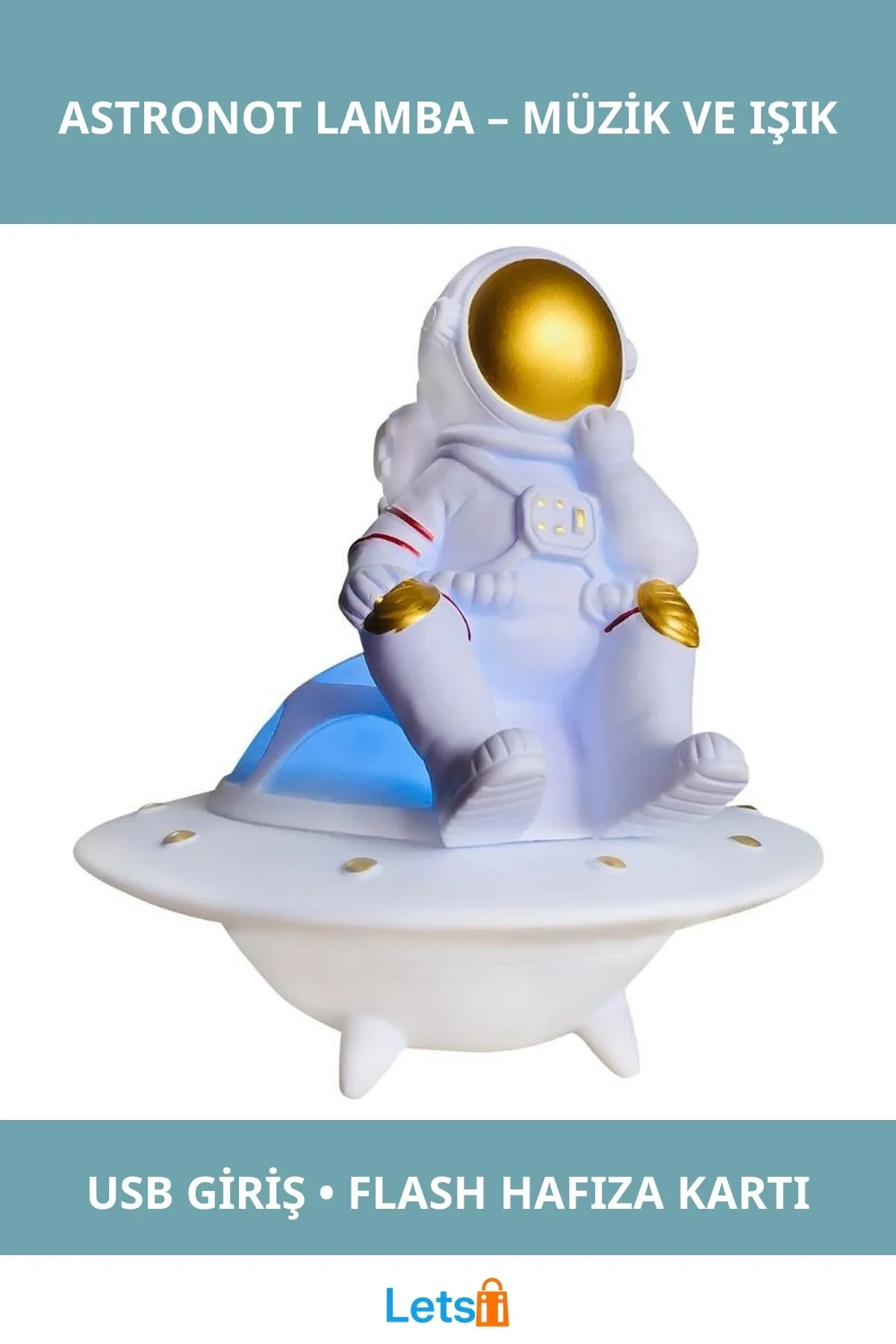 Uzay Temalı Masa Üstü Astronot Lamba ve Müzik Aleti