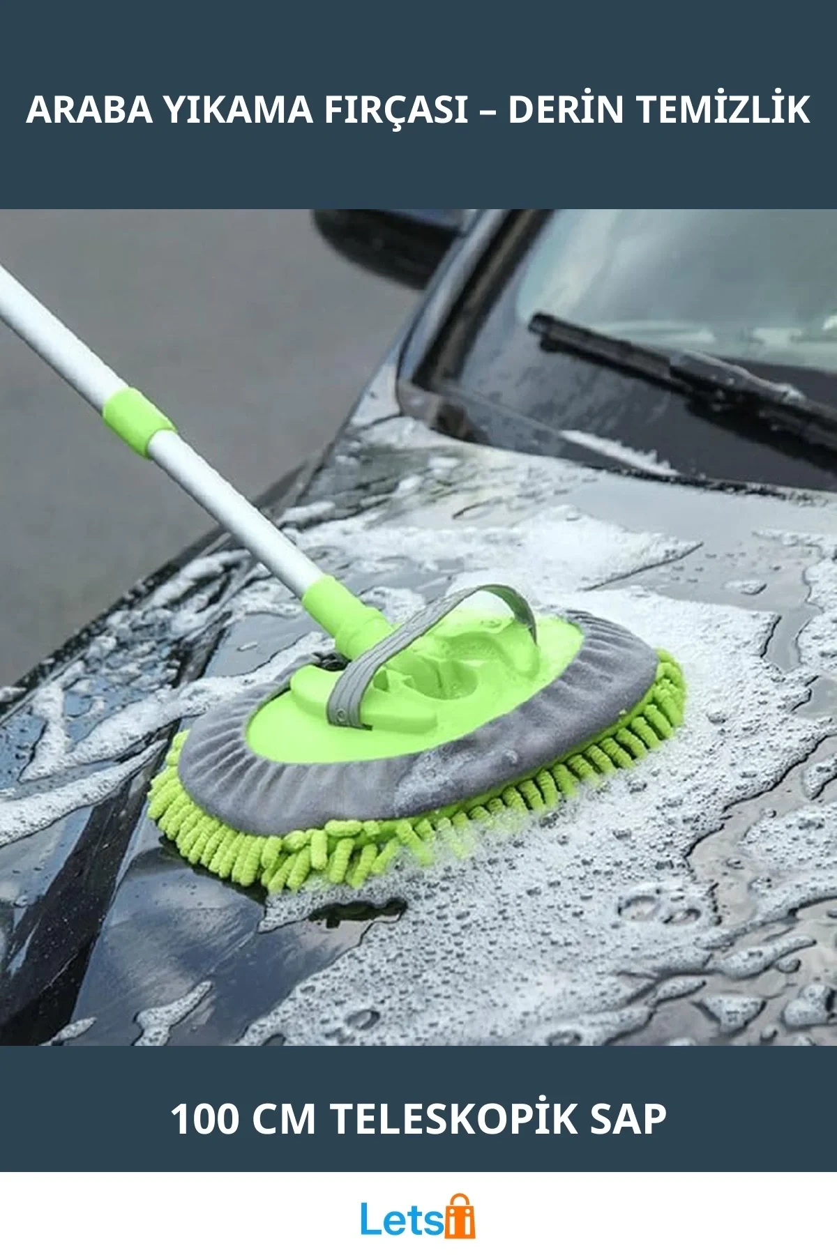 Uzun Saplı Teleskopik Mikrofiber Araba Yıkama Fırçası