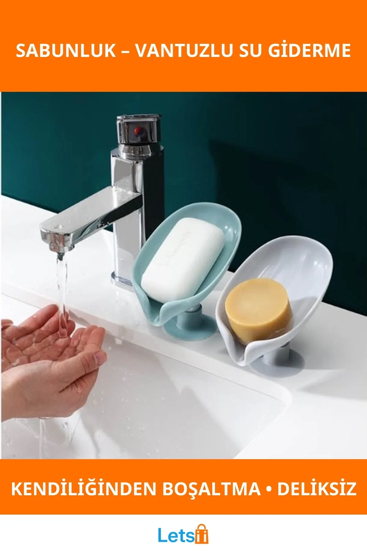 Vantuzlu Su Giderli Küf Önleyici Sabunluk 13x9.9x8.6 cm