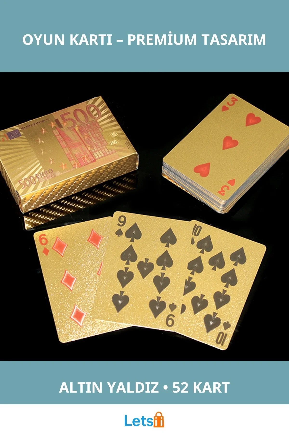 Varaklı Euro Oyun Kartı Suya Dayanıklı Lüks Tasarım