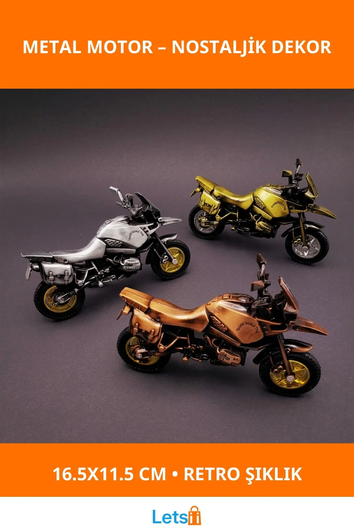 Vintage Dekoratif Metal Motor 16.5 cm x 11.5 cm