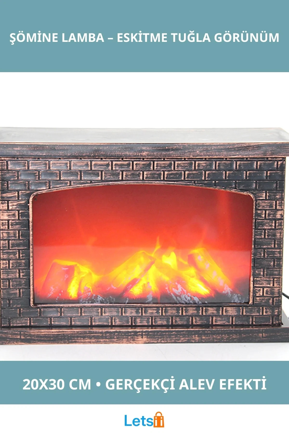 Vintage Eskitme Şömine Ledli Lamba 20x30 cm