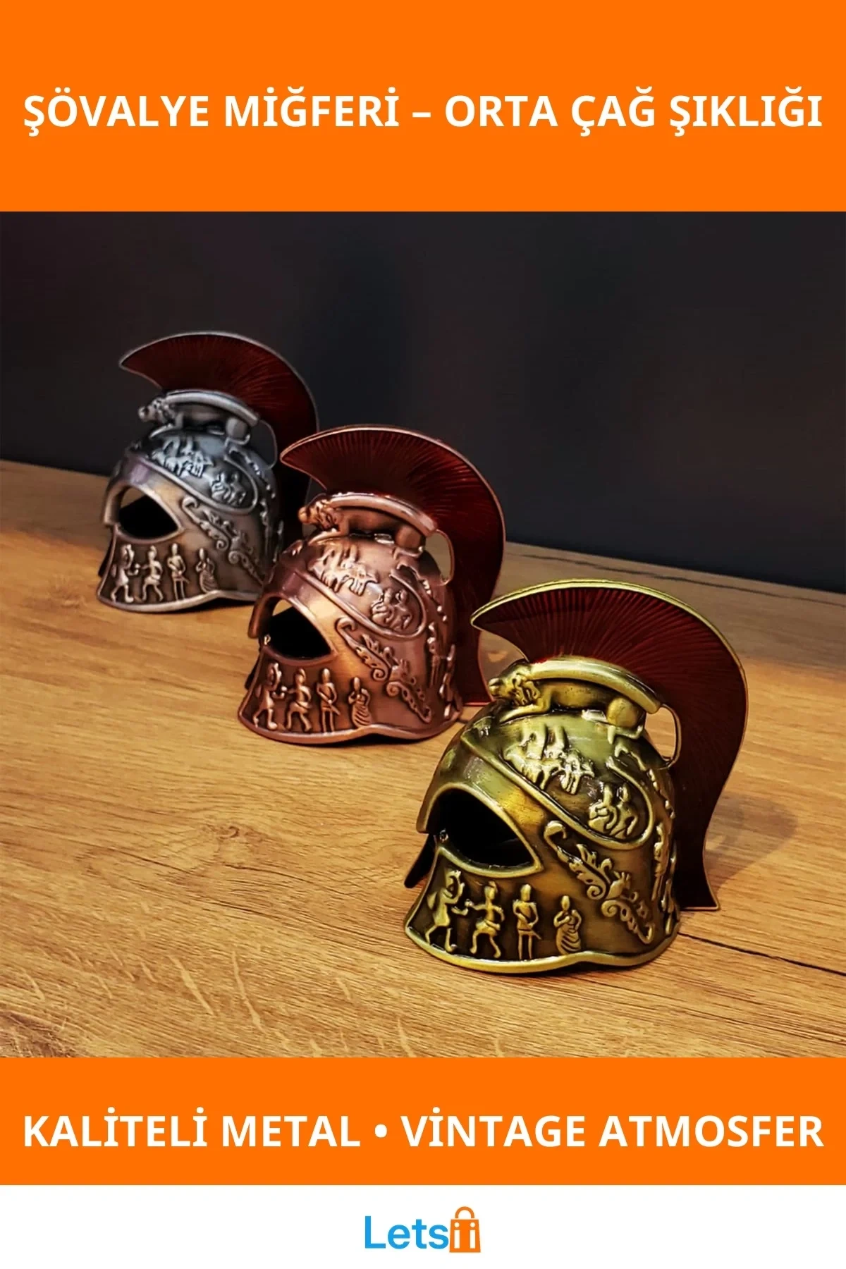 Vintage Metal Dekoratif Şövalye Miğferi 10 cm x 5 cm