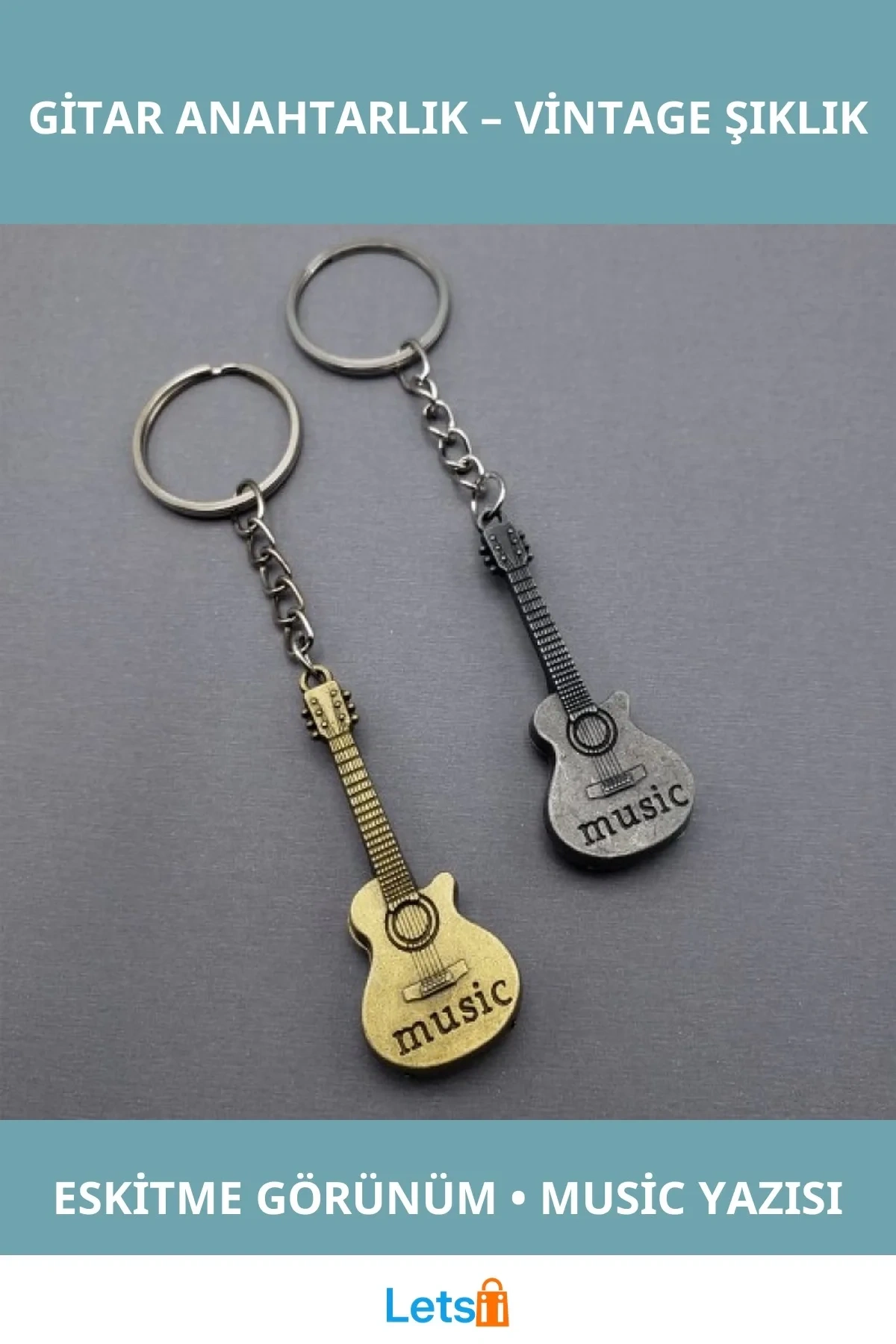 Vintage Metal Gitar Anahtarlık Şık Hediye Alternatifi