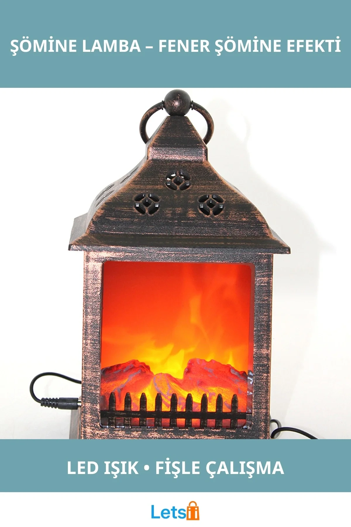 Vintage Şömine Efektli LED Lamba Engelli Pille ve Fişle Çalışabilen Dekoratif Aydınlatma