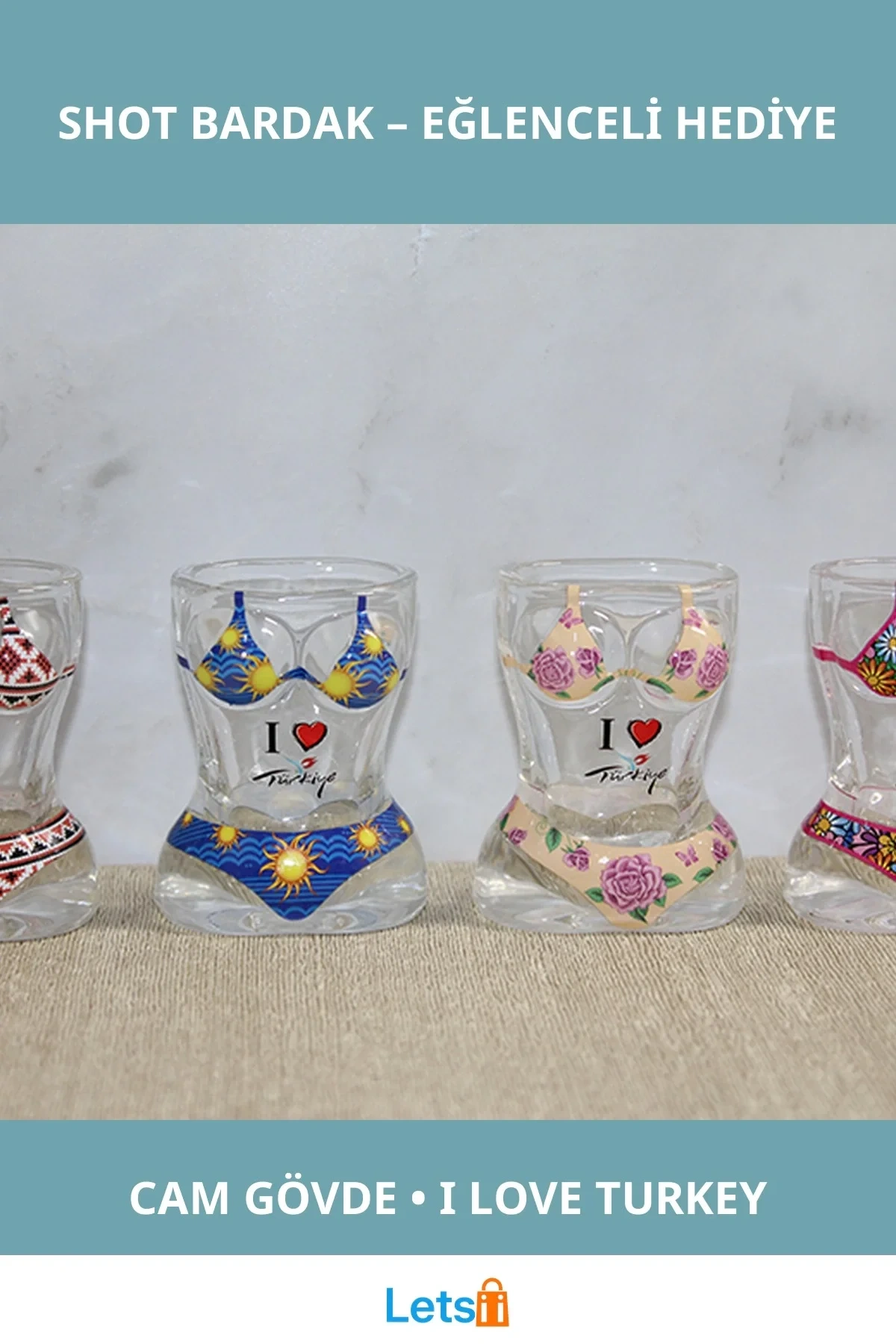 Vücut Tasarımı Eğlenceli Cam Shot Bardak I Love Turkey Temalı