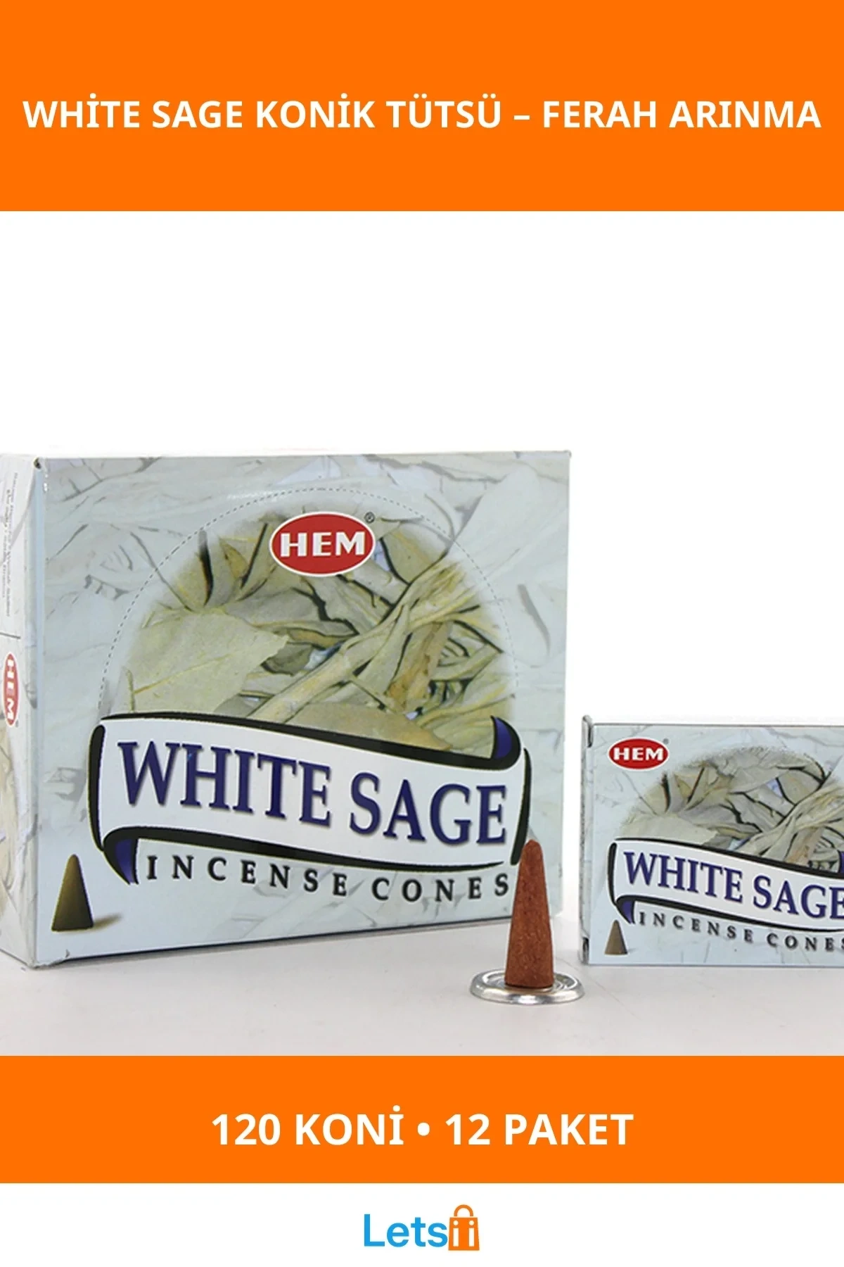 White Sage Aromalı Konik Tütsü 12 Paket 10 Adet