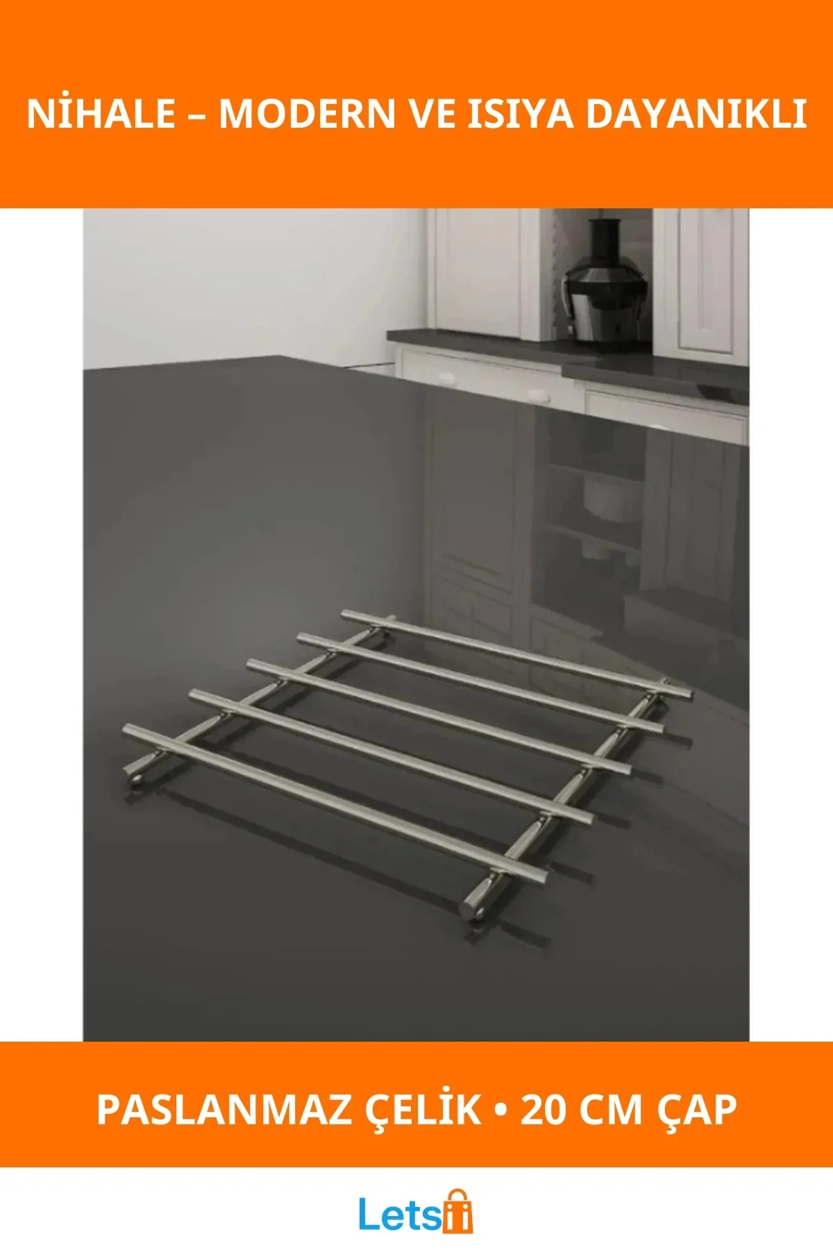 Yanmaz Paslanmaz Çelik Krom Renk Nihale 20x20 cm