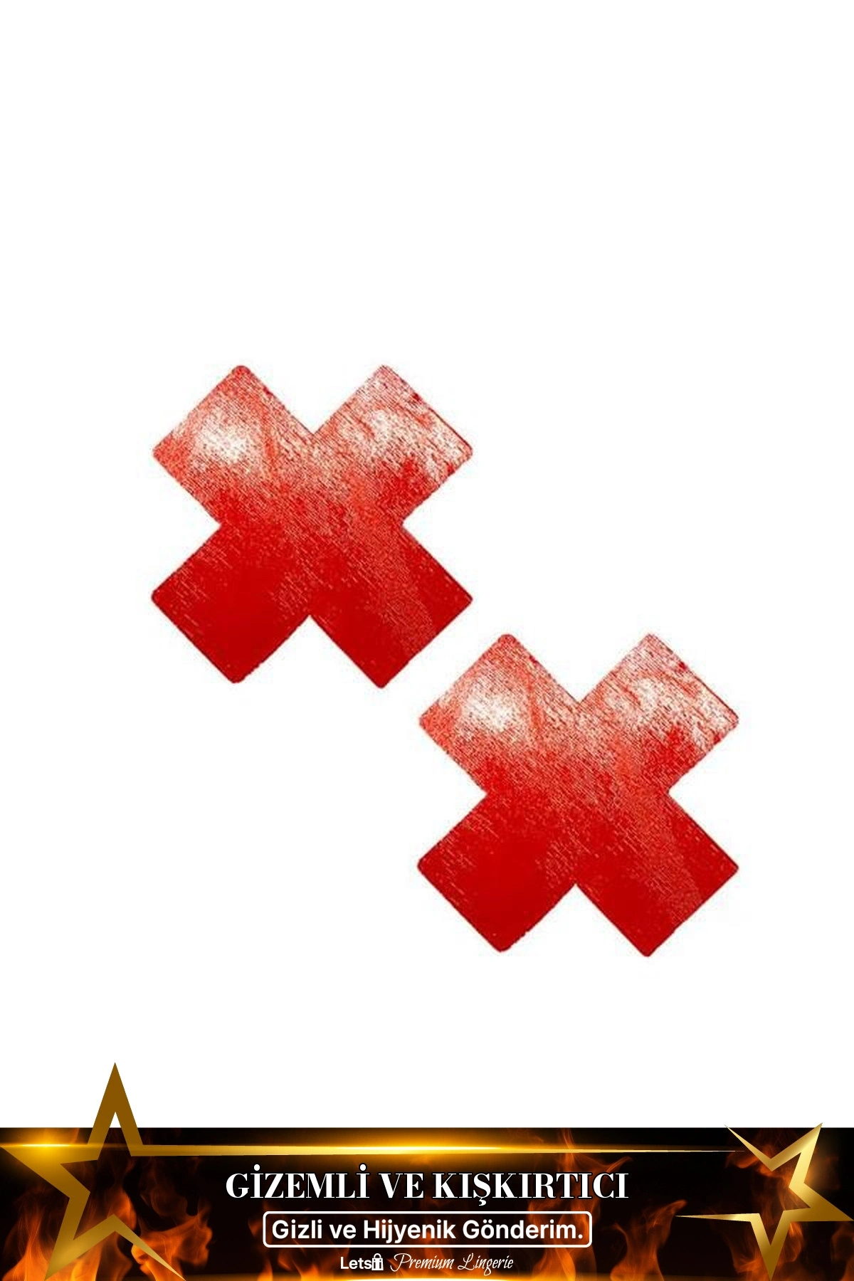 Yapışkan Bantlı Fantezi Göğüs Ucu Kapatıcı Kırmızı Renk