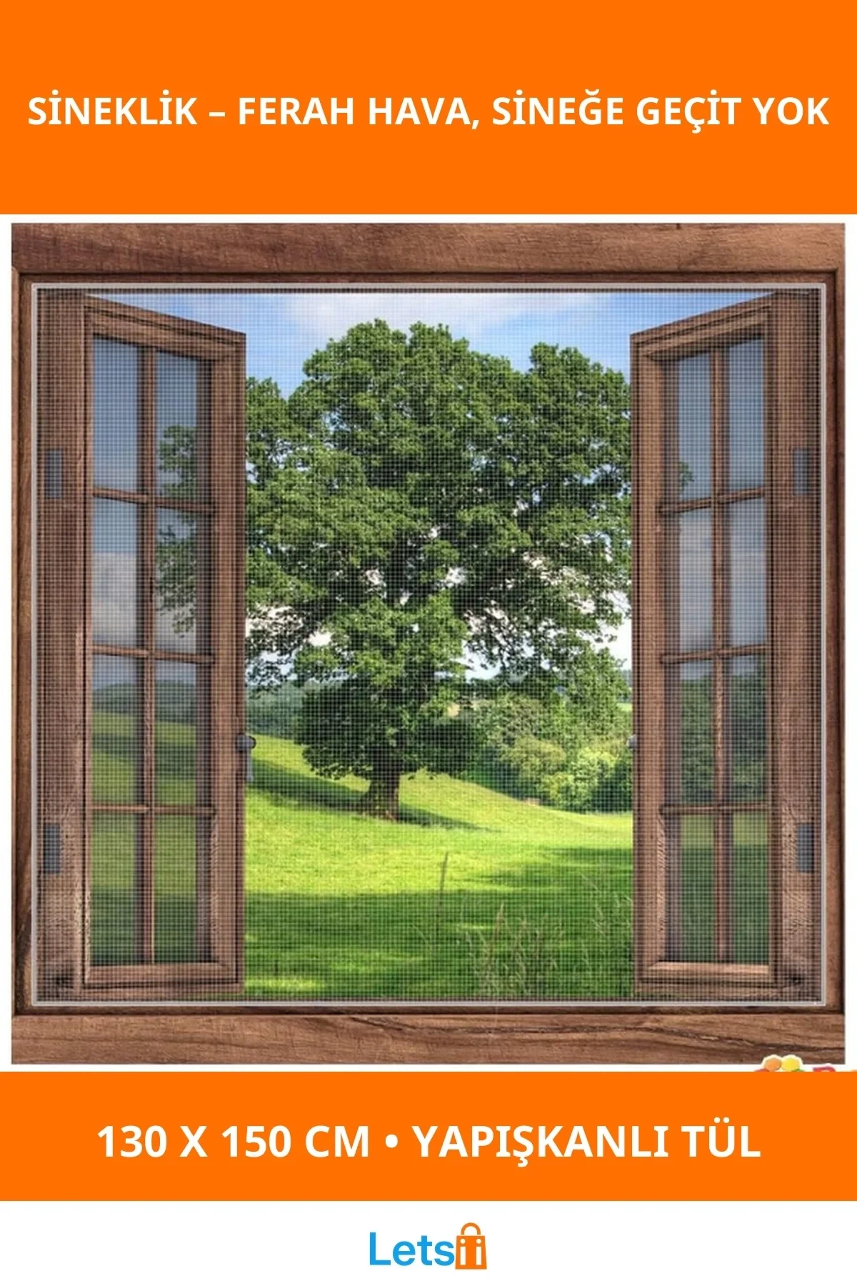 Yapışkanlı Çift Kanat Sineklik 130x150 cm Pratik Kullanım