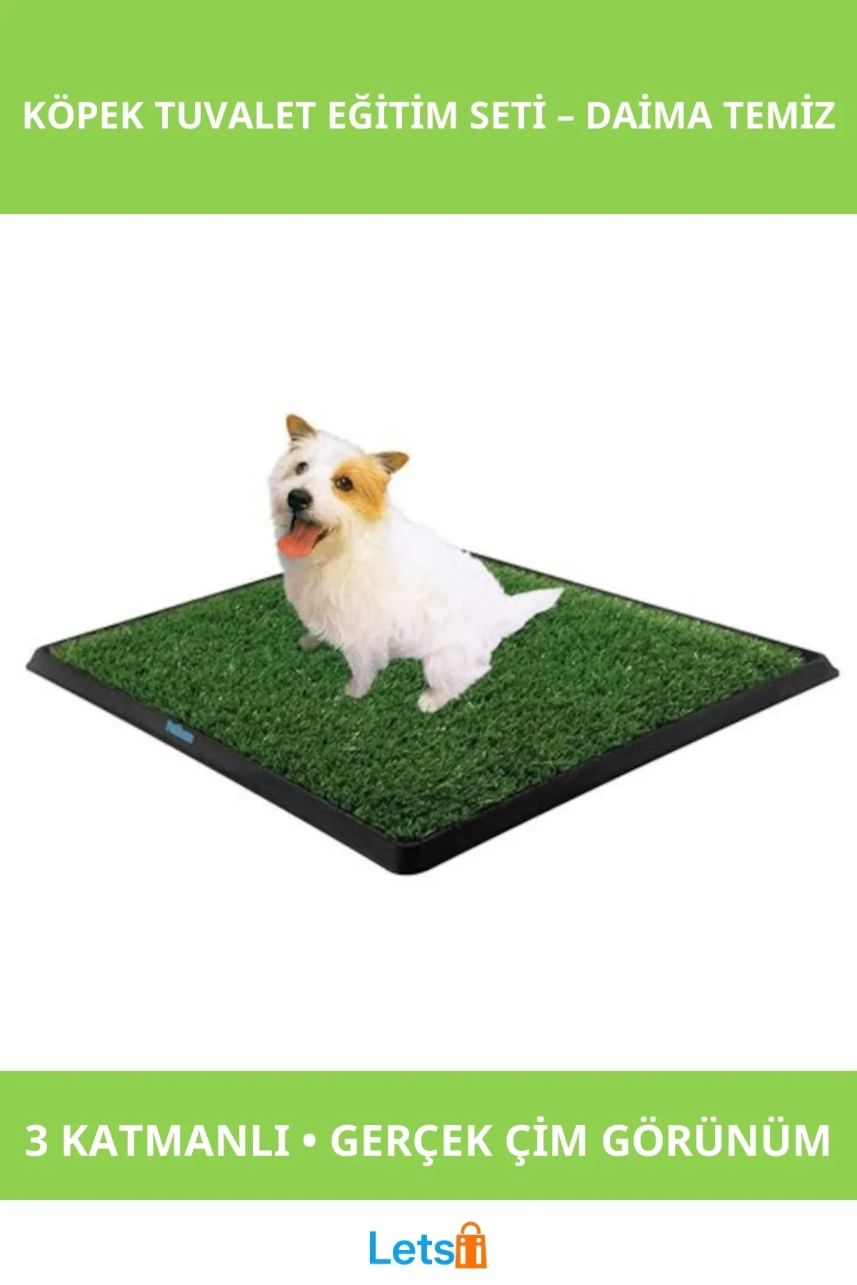 Yavru Köpek Tuvalet Eğitim Seti 3 Tabakalı Gerçek Çim Görünümlü