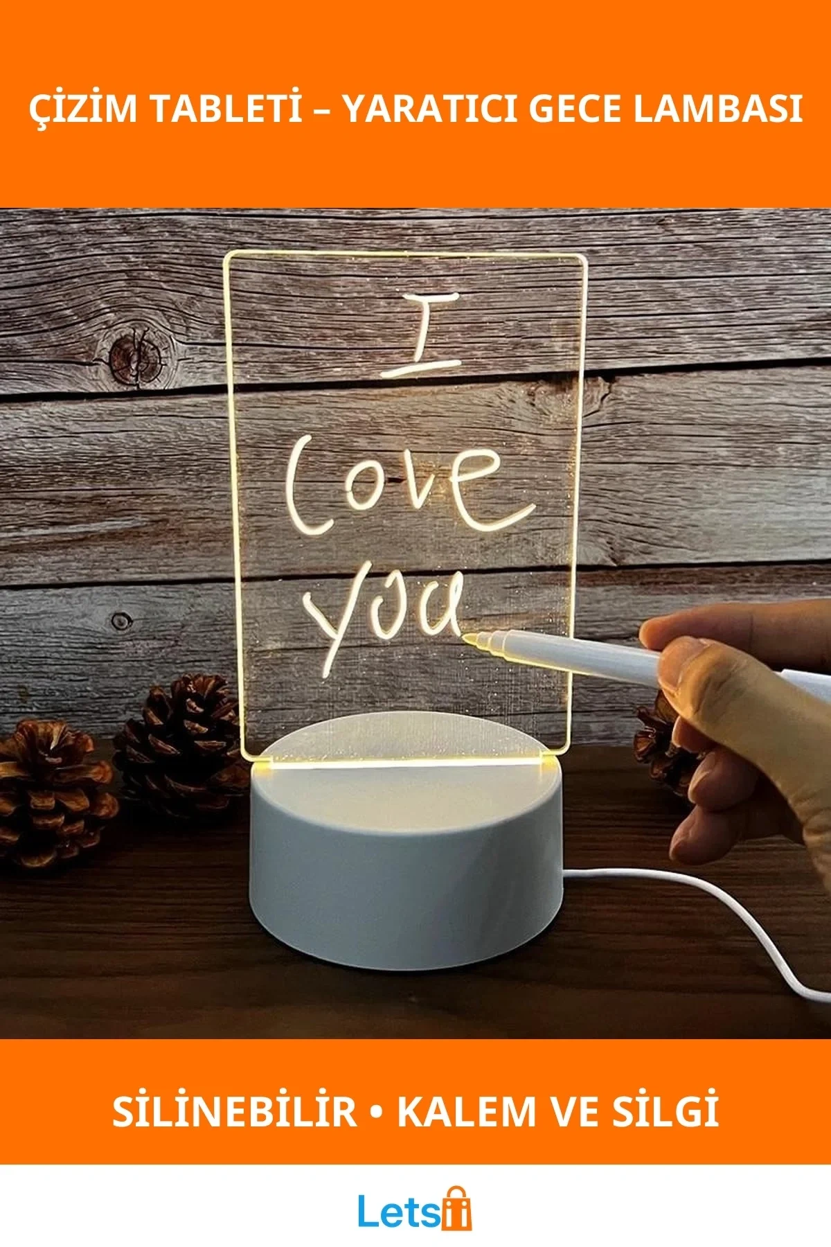 Yazılabilir Silinebilir LED Çizim Tableti Gece Lambası