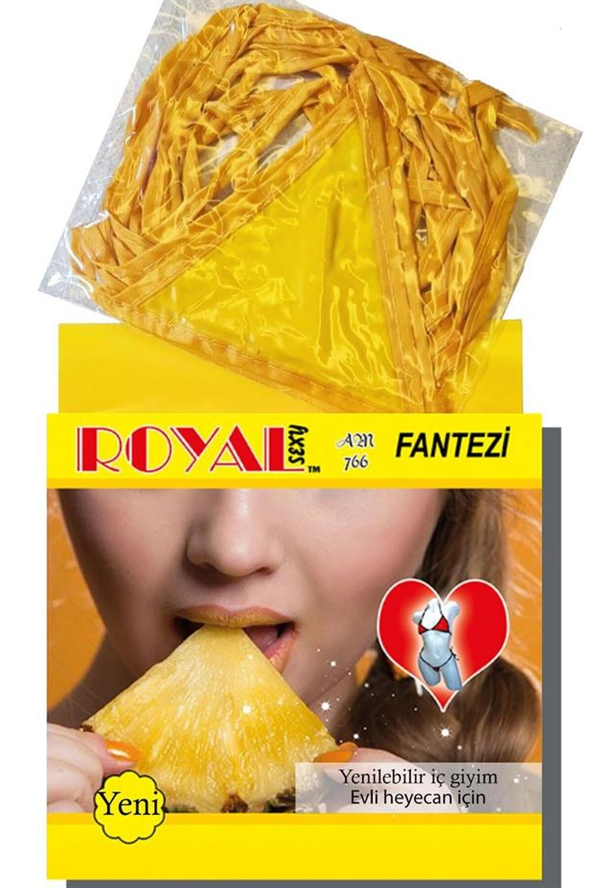 Yenilebilir Aromalı Fantezi İç Çamaşırı Takımı Ananas Renk