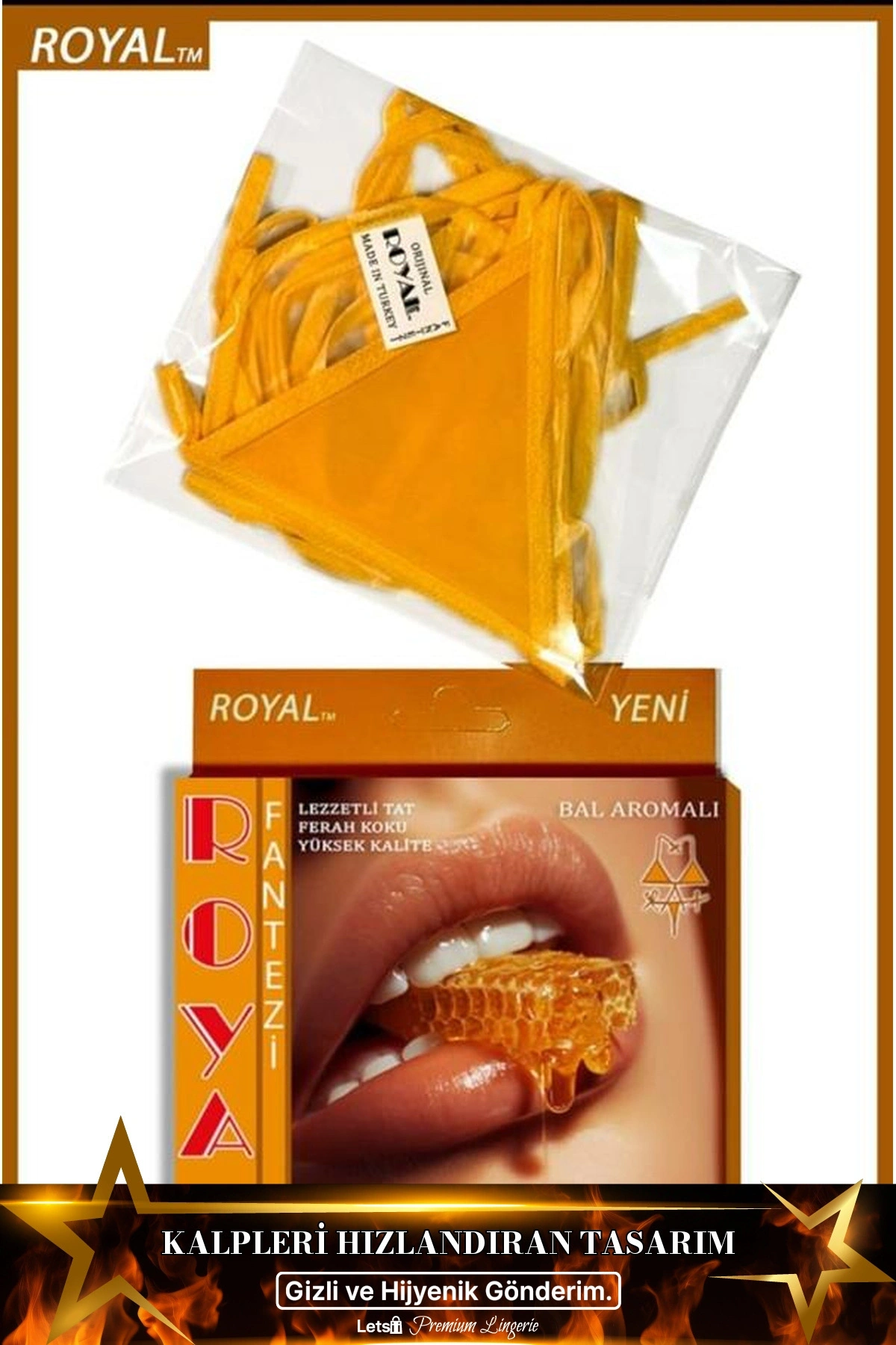 Yenilebilir Aromalı Fantezi İç Çamaşırı Takımı Bal Renk