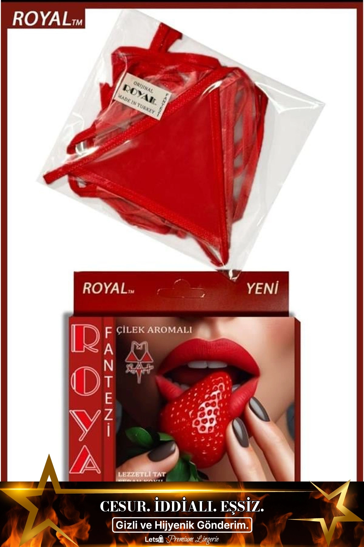 Yenilebilir Aromalı Fantezi İç Çamaşırı Takımı Çilek Renk