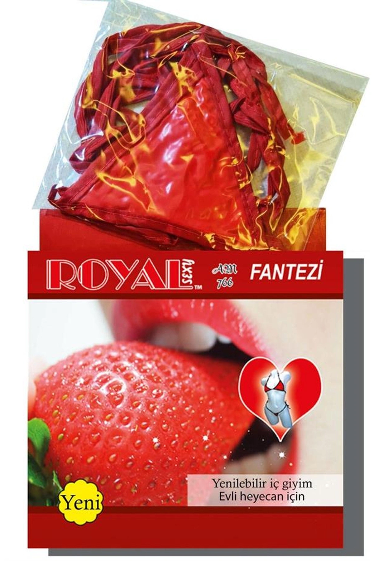 Yenilebilir Aromalı Fantezi İç Çamaşırı Takımı Çilek Renk