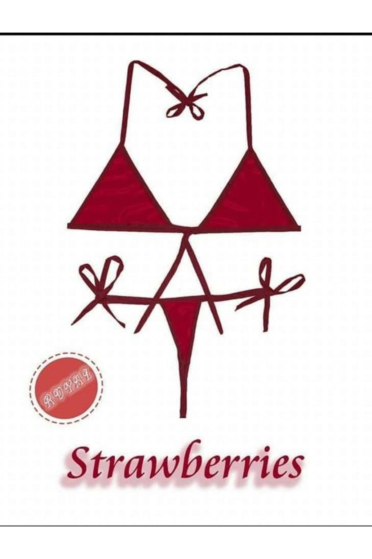 Yenilebilir Aromalı Fantezi İç Çamaşırı Takımı Çilek Renk