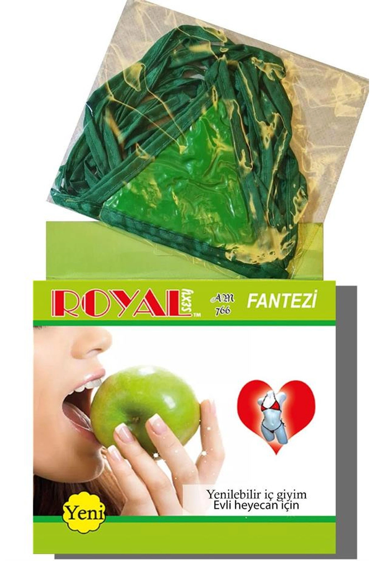 Yenilebilir Aromalı Fantezi İç Çamaşırı Takımı Elma Renk