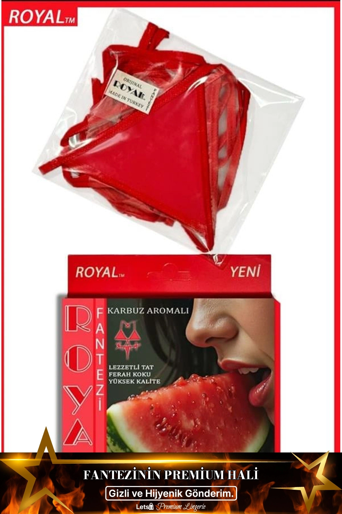 Yenilebilir Aromalı Fantezi İç Çamaşırı Takımı Karpuz Renk